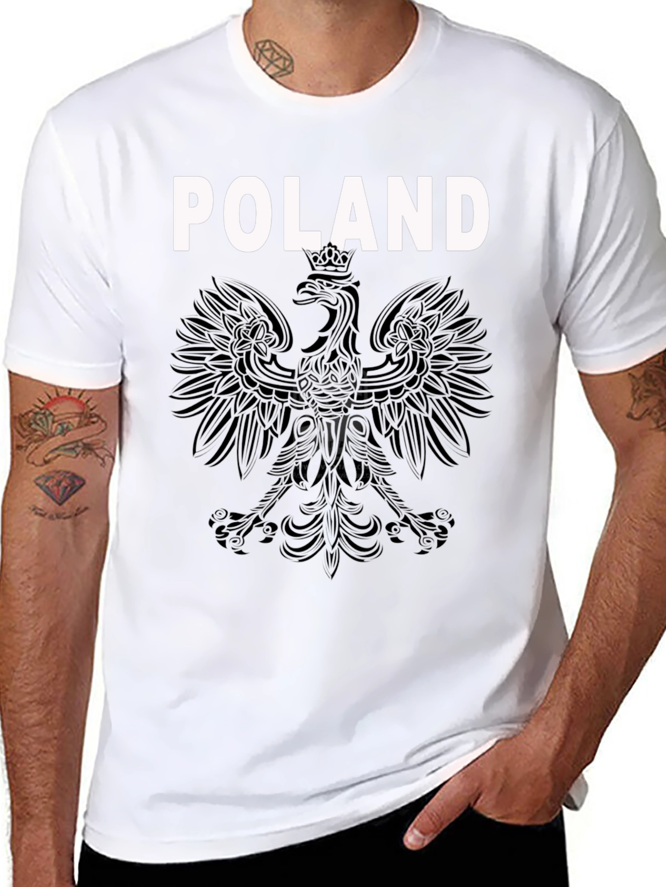 Poland Eagle Crest Graphic T-Shirt - Black