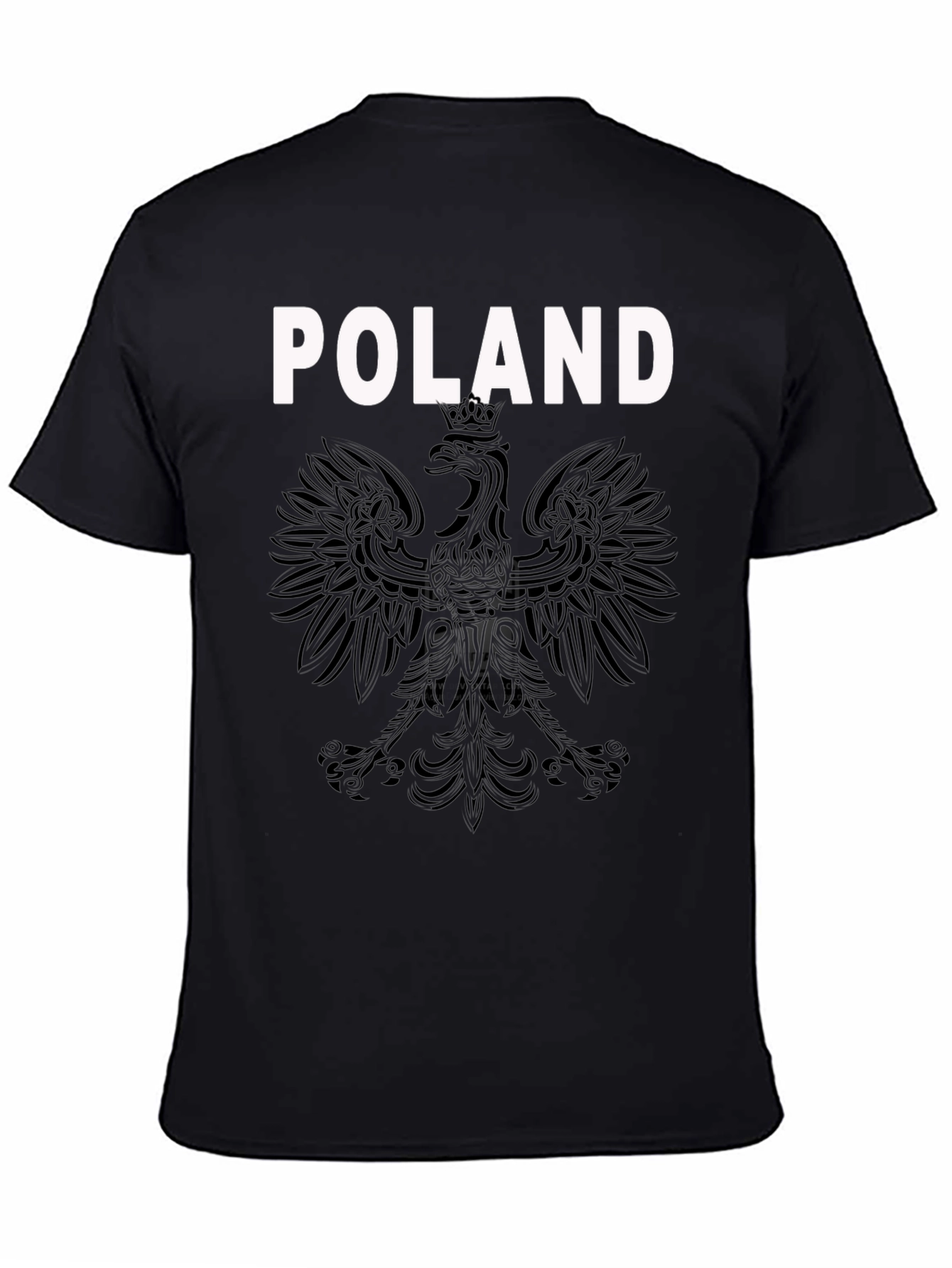 Poland Eagle Crest Graphic T-Shirt - Black