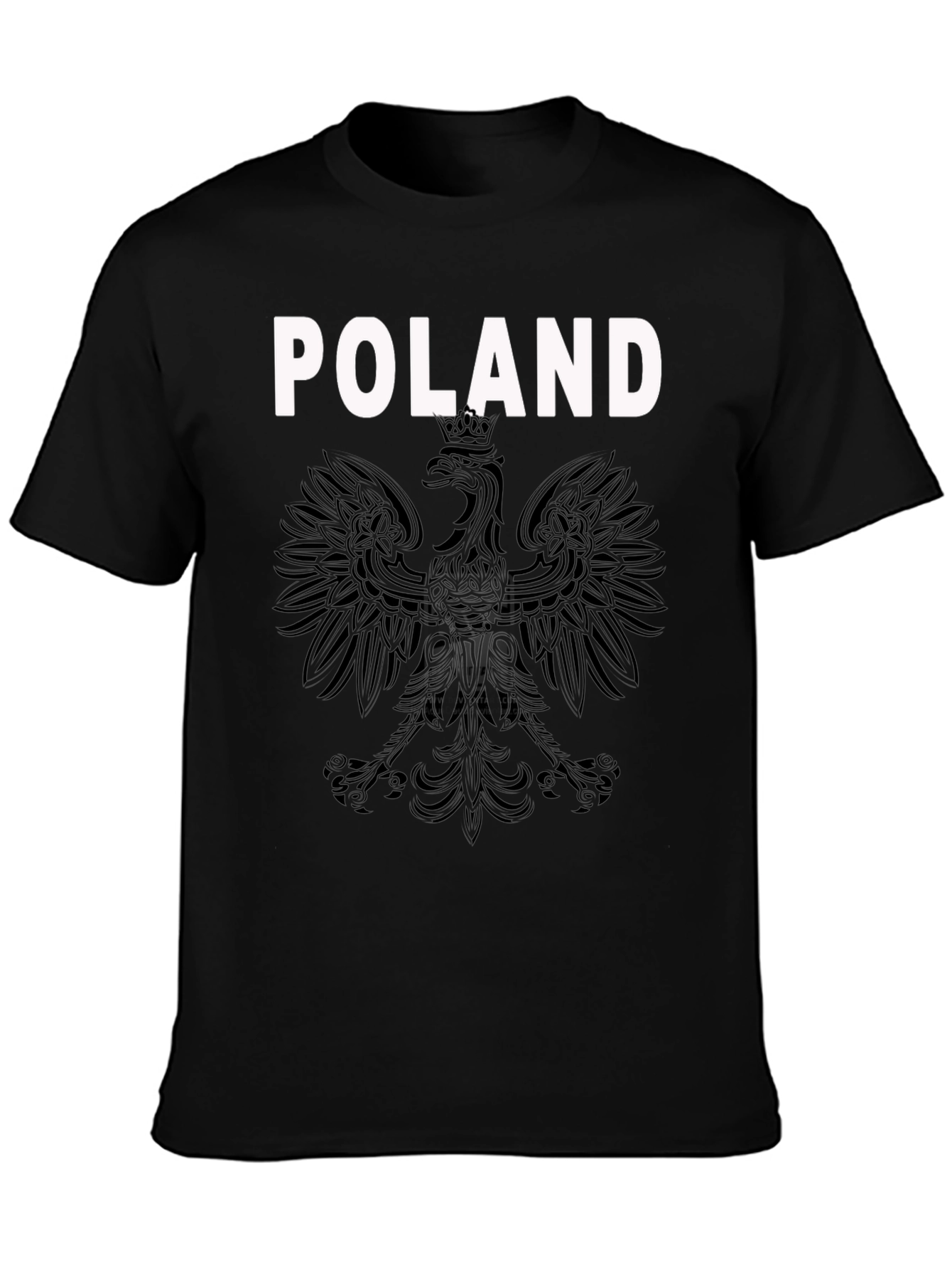 Poland Eagle Crest Graphic T-Shirt - Black
