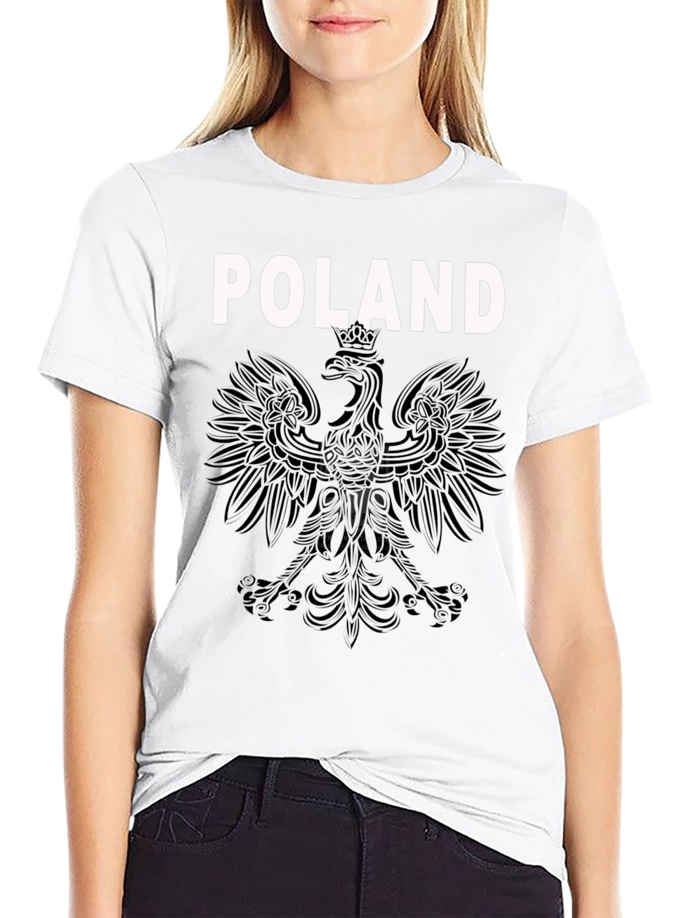 Poland Eagle Crest Graphic T-Shirt - Black
