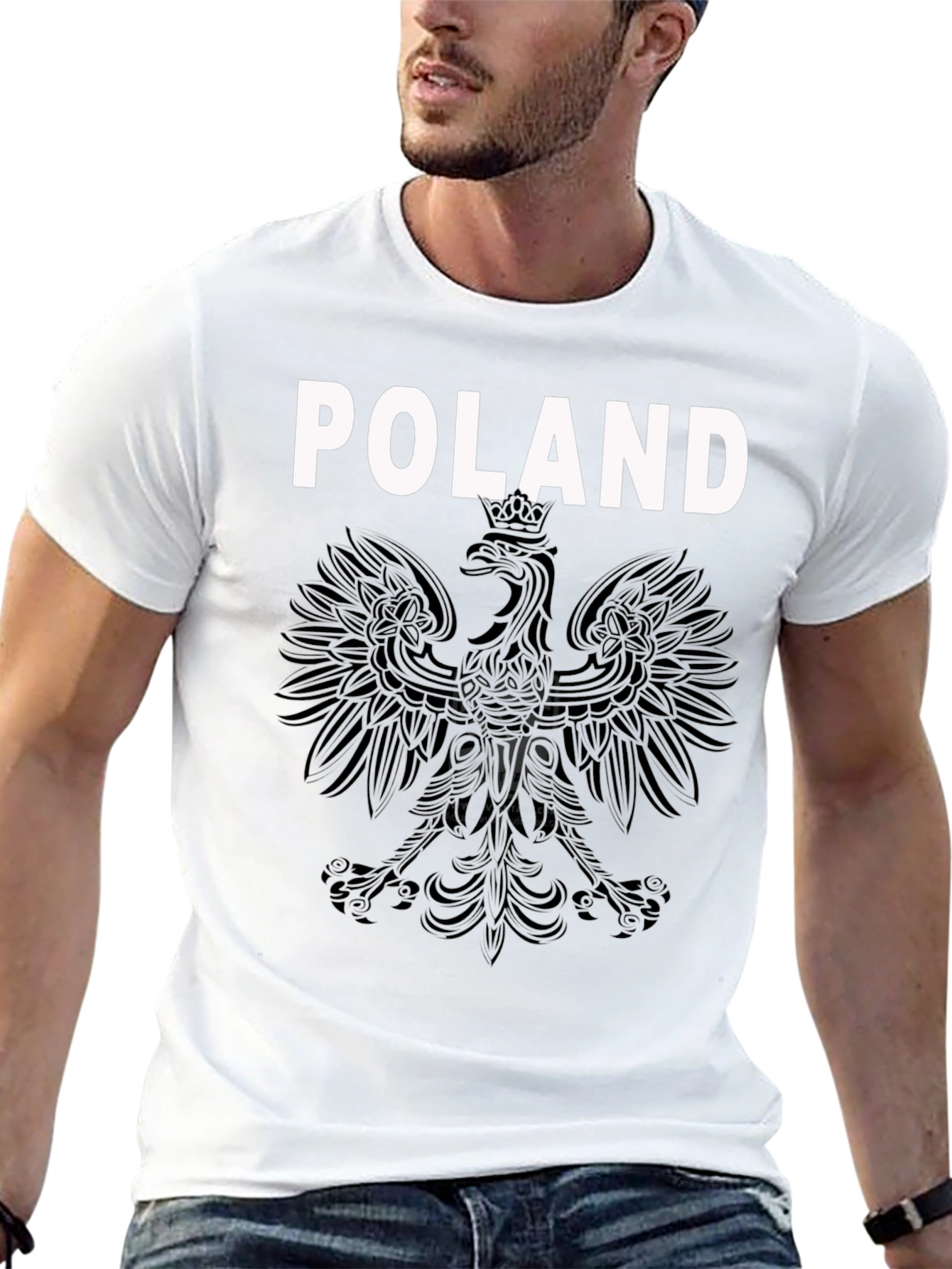 Poland Eagle Crest Graphic T-Shirt - Black
