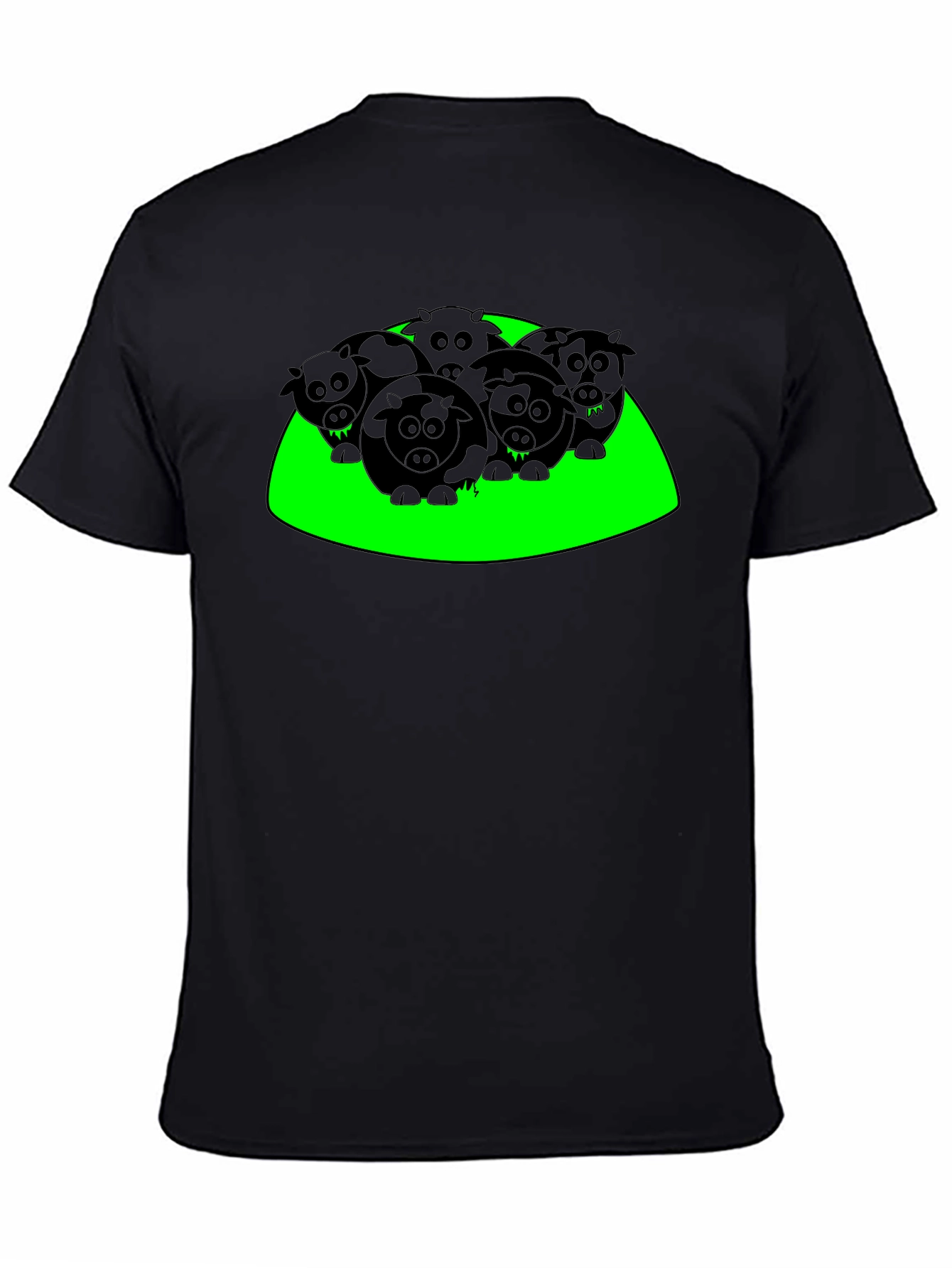 Cartoon Cows Graphic Tee - Black T-Shirt