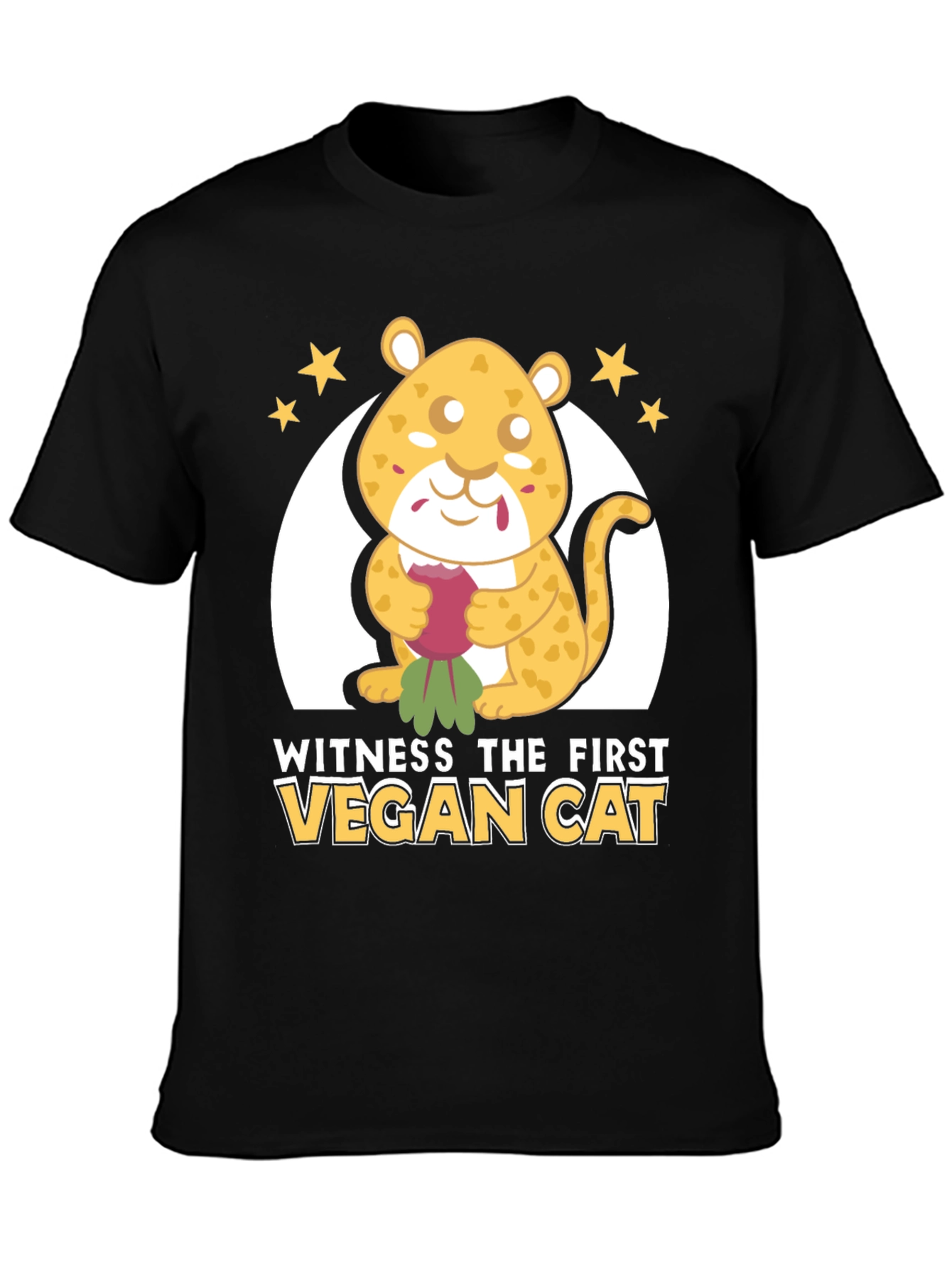 Vegan Cat T-Shirt - Cute Cartoon Animal Tee