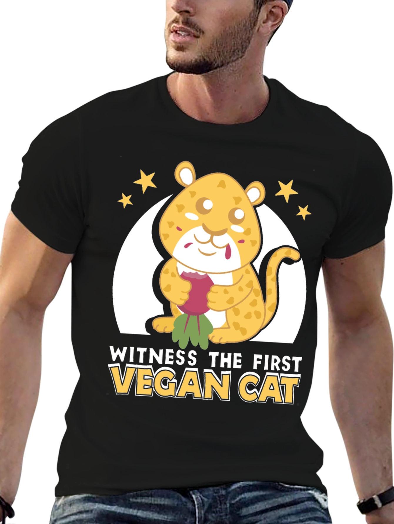Vegan Cat T-Shirt - Cute Cartoon Animal Tee