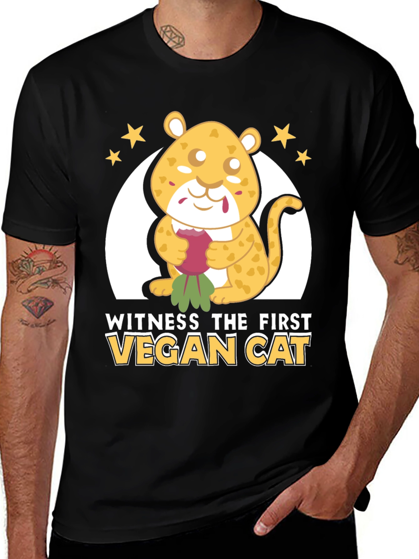 Vegan Cat T-Shirt - Cute Cartoon Animal Tee