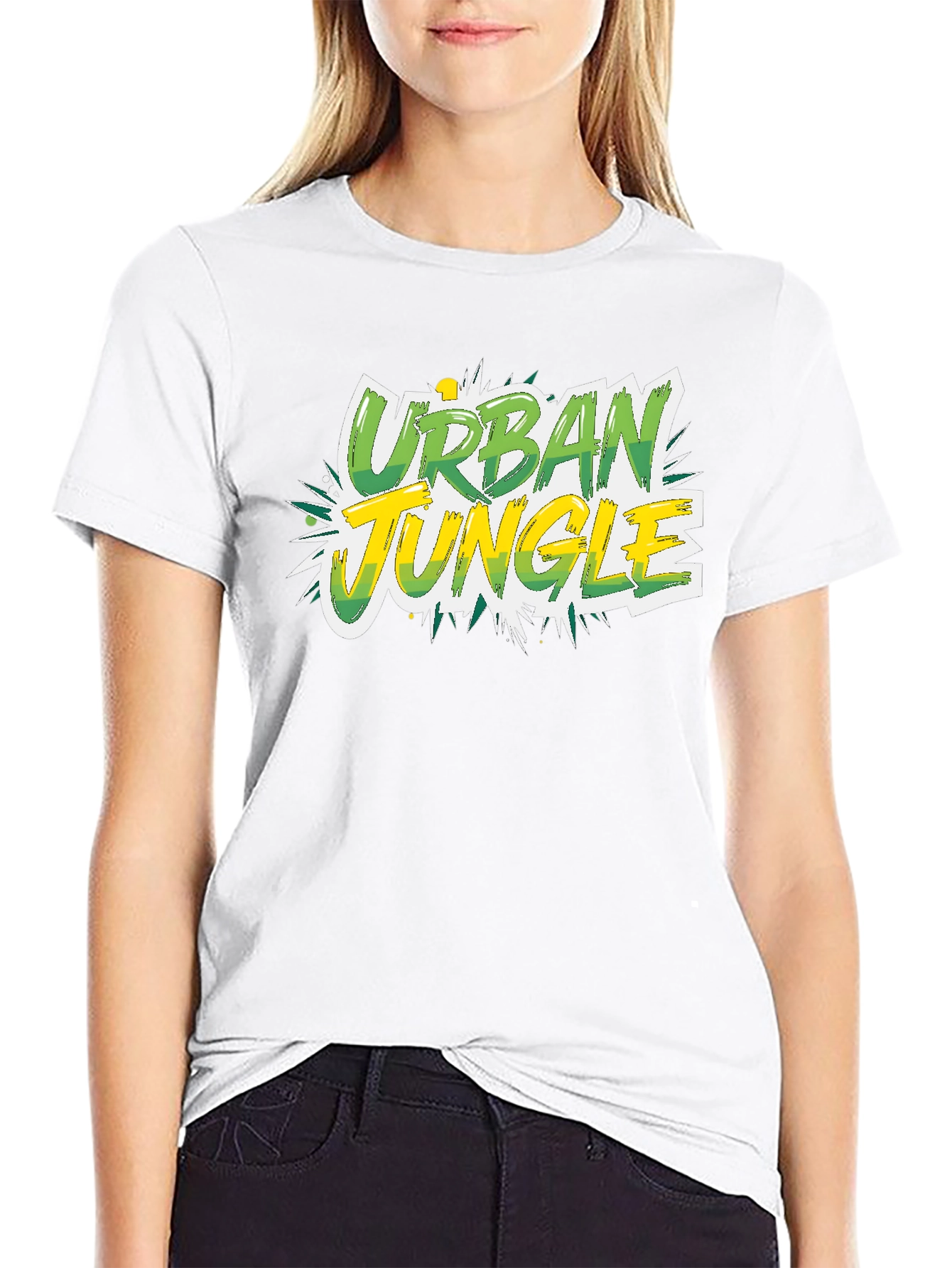 Urban Jungle Graphic Tee - Black Cotton T-Shirt