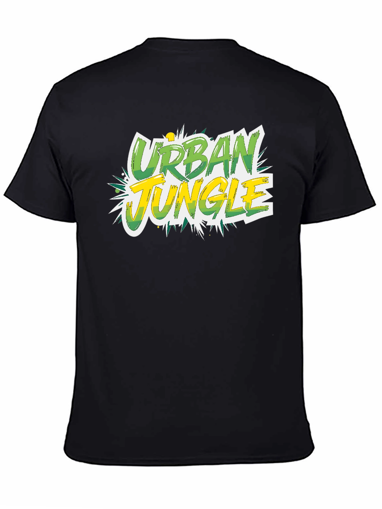 Urban Jungle Graphic Tee - Black Cotton T-Shirt