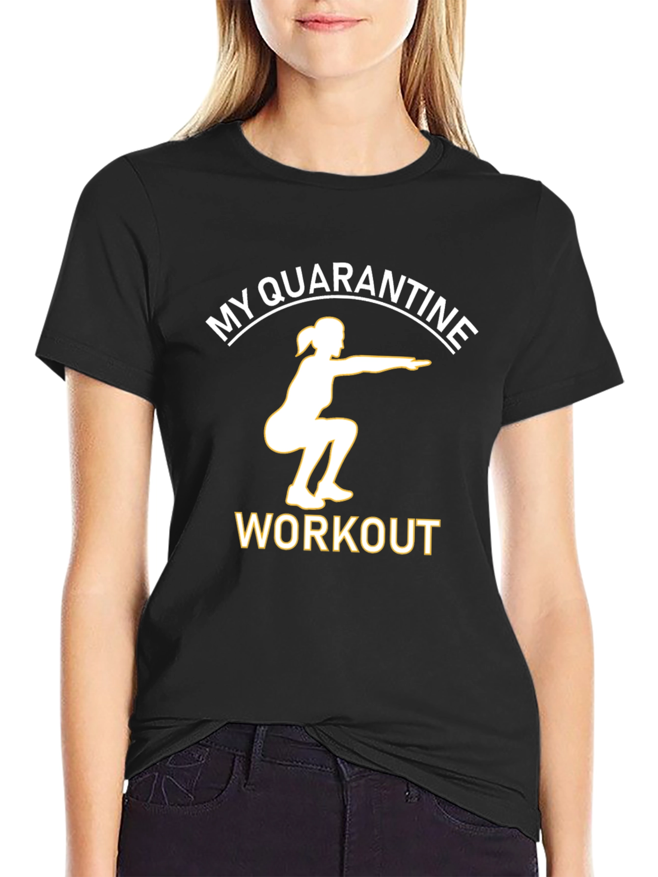 Quarantine Workout Graphic Tee - Black Cotton T-Shirt