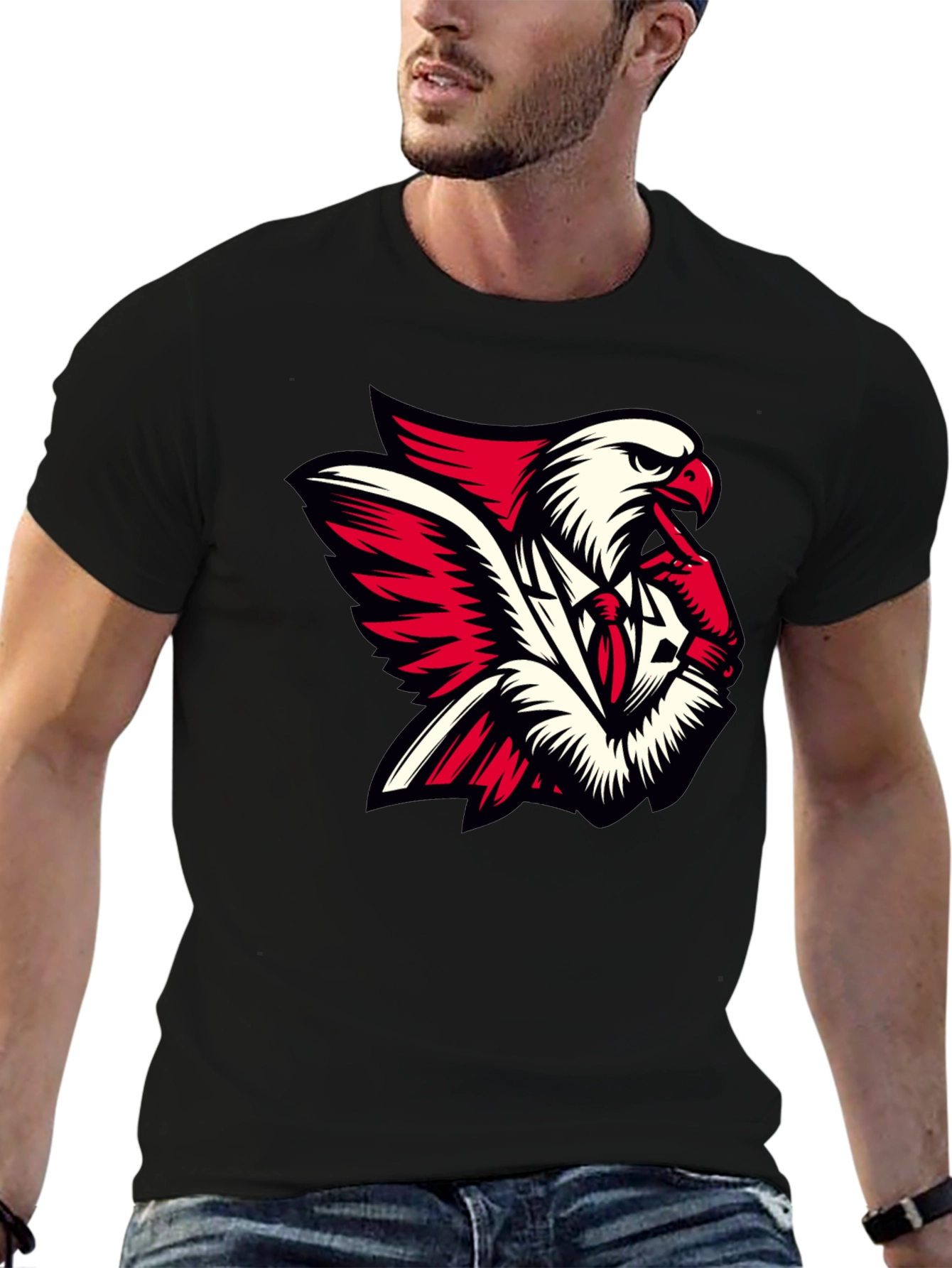 Eagle Suit Graphic Black T-Shirt