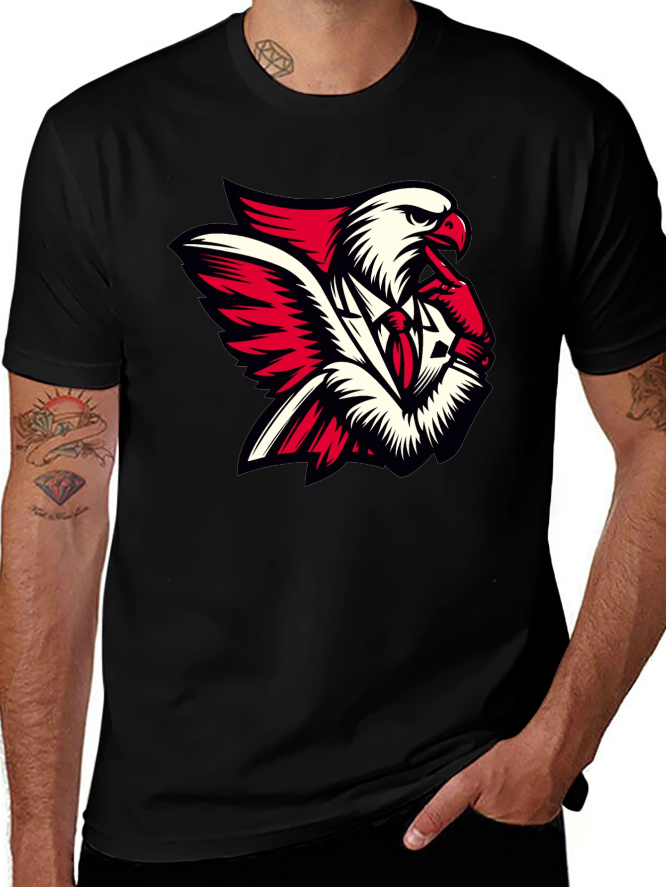 Eagle Suit Graphic Black T-Shirt