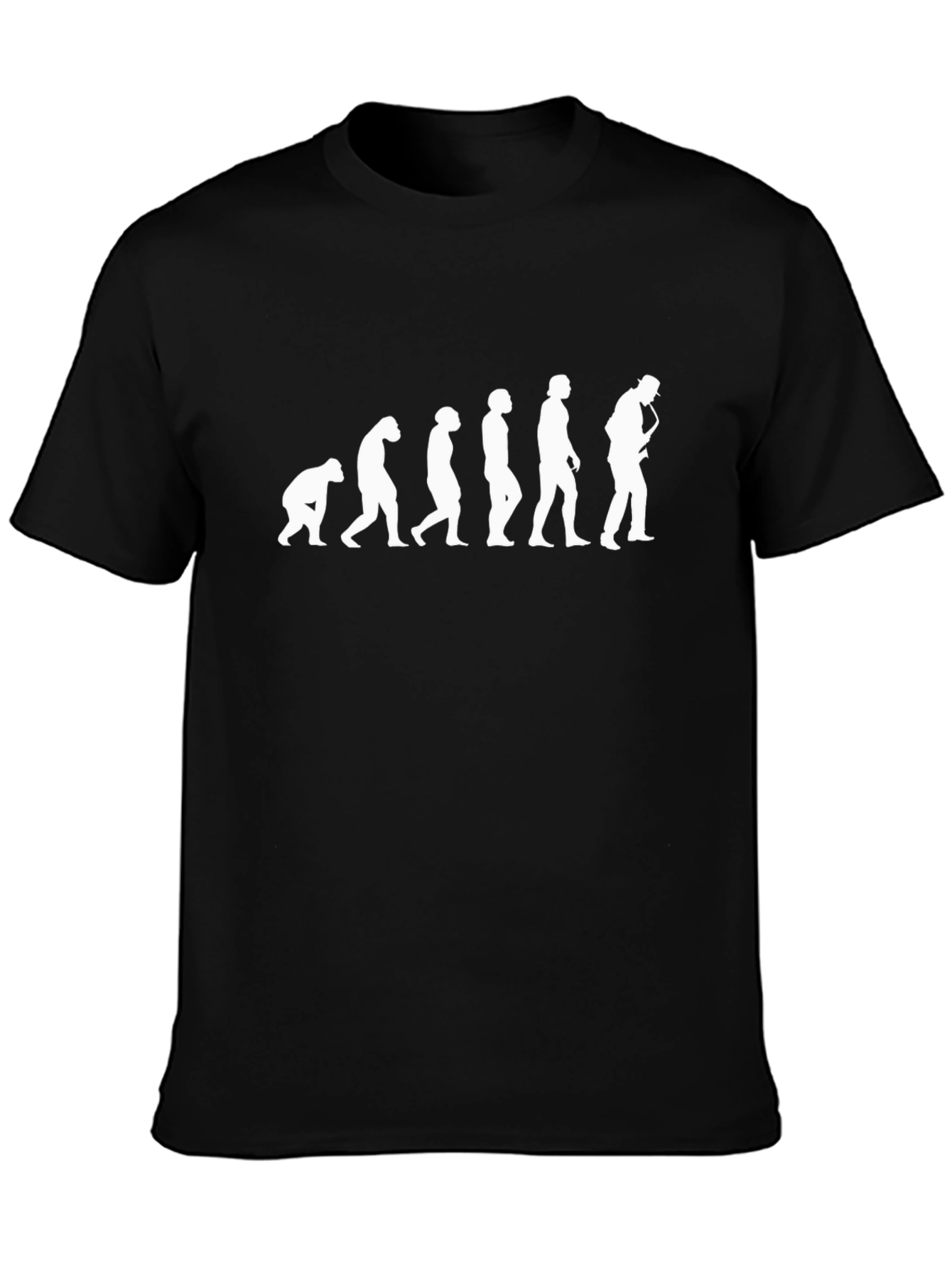 Evolution of Saxophone Player T-Shirt - Black Cotton Tee