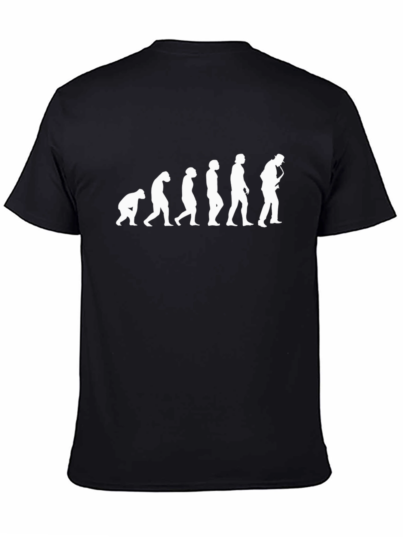 Evolution of Saxophone Player T-Shirt - Black Cotton Tee
