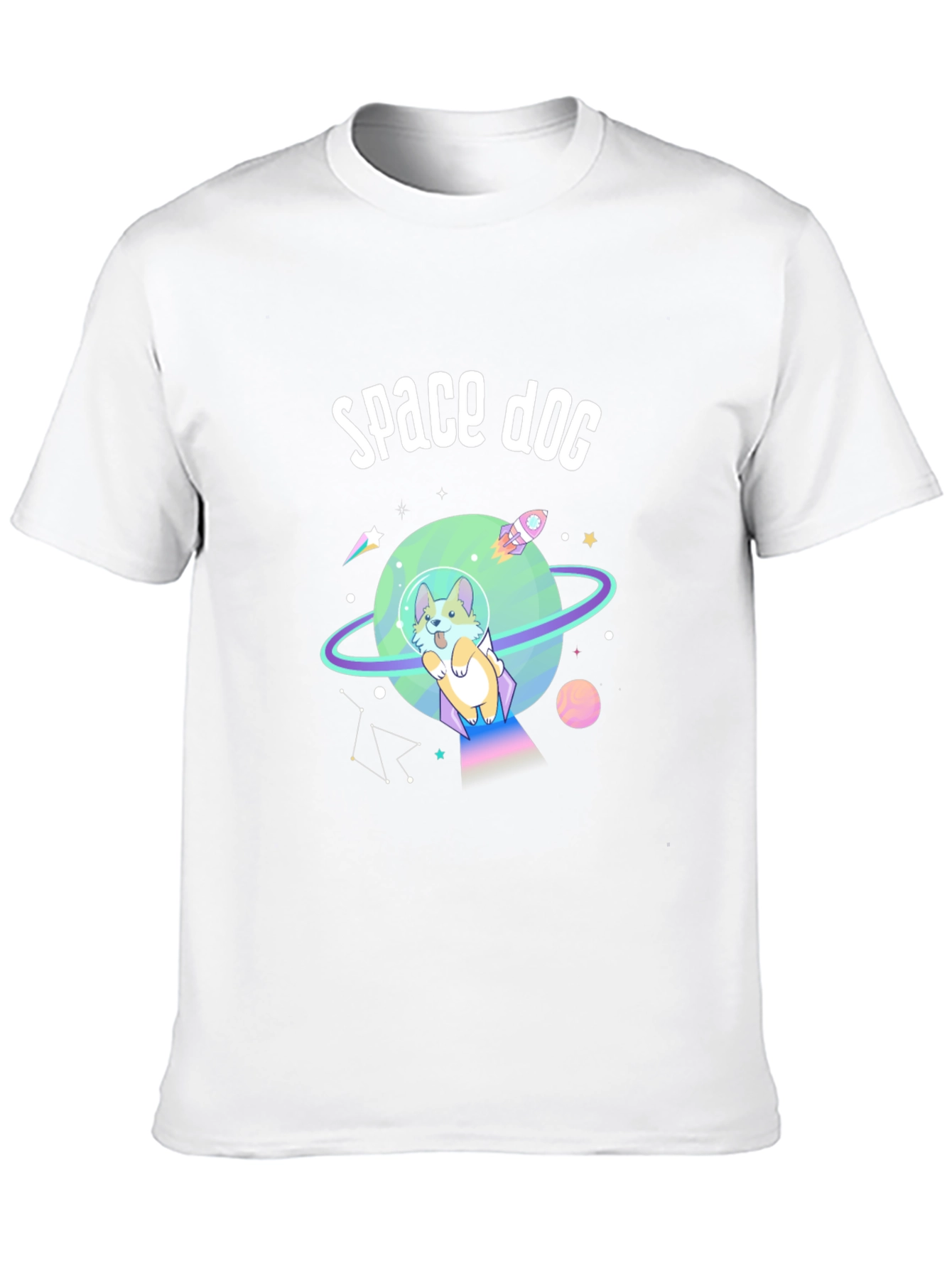 Space Dog Graphic T-Shirt - Black