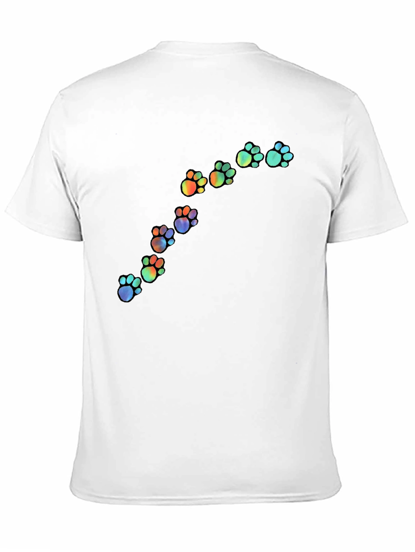 Rainbow Paw Print Black T-Shirt