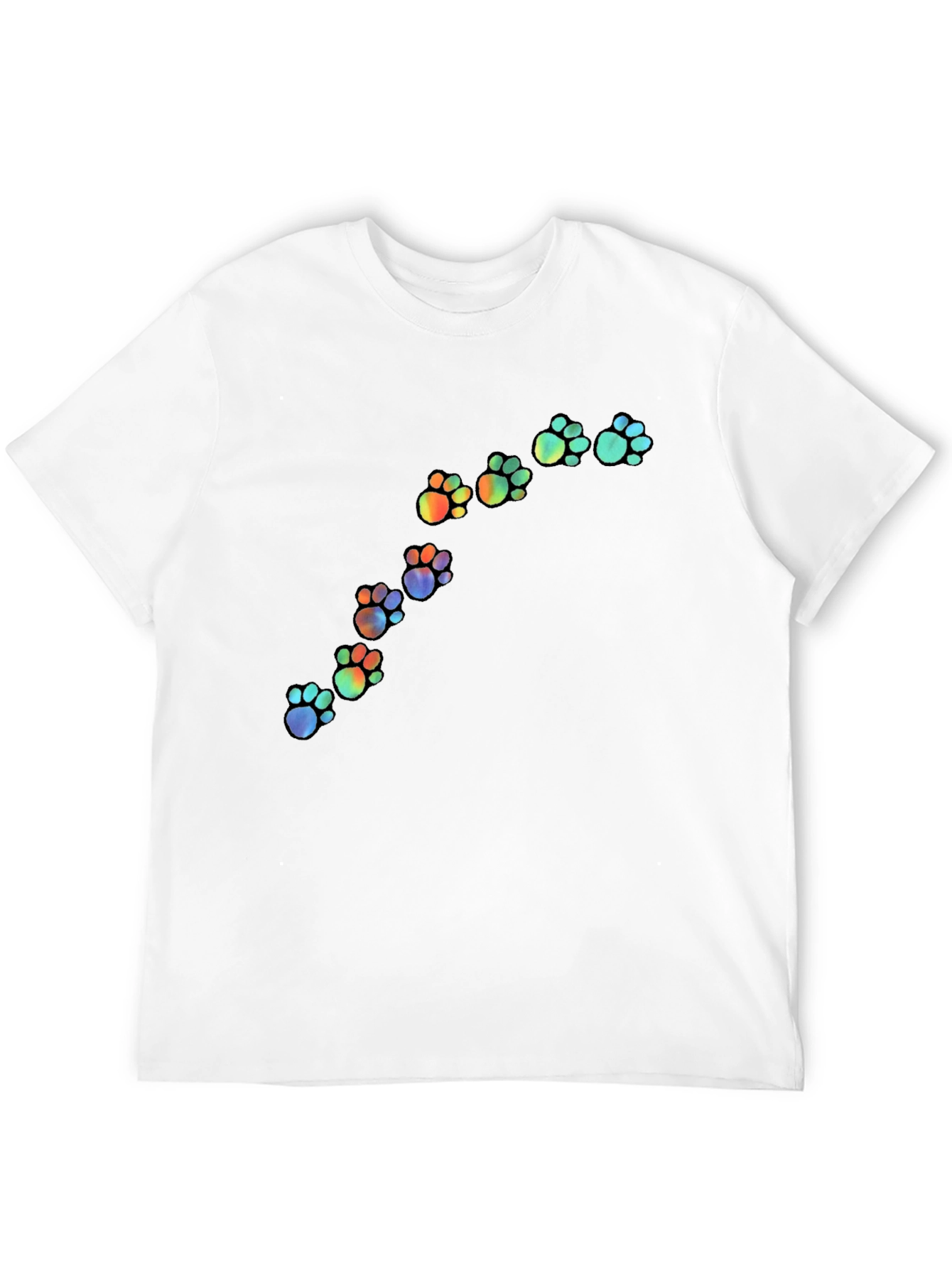 Rainbow Paw Print Black T-Shirt