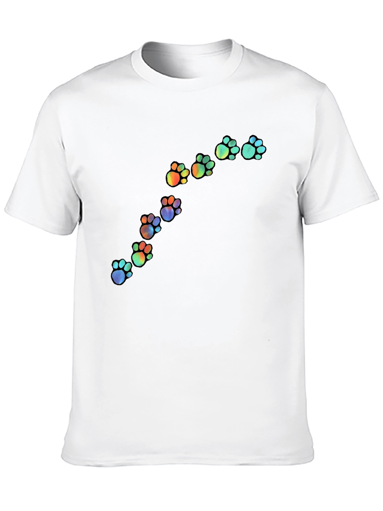 Rainbow Paw Print Black T-Shirt