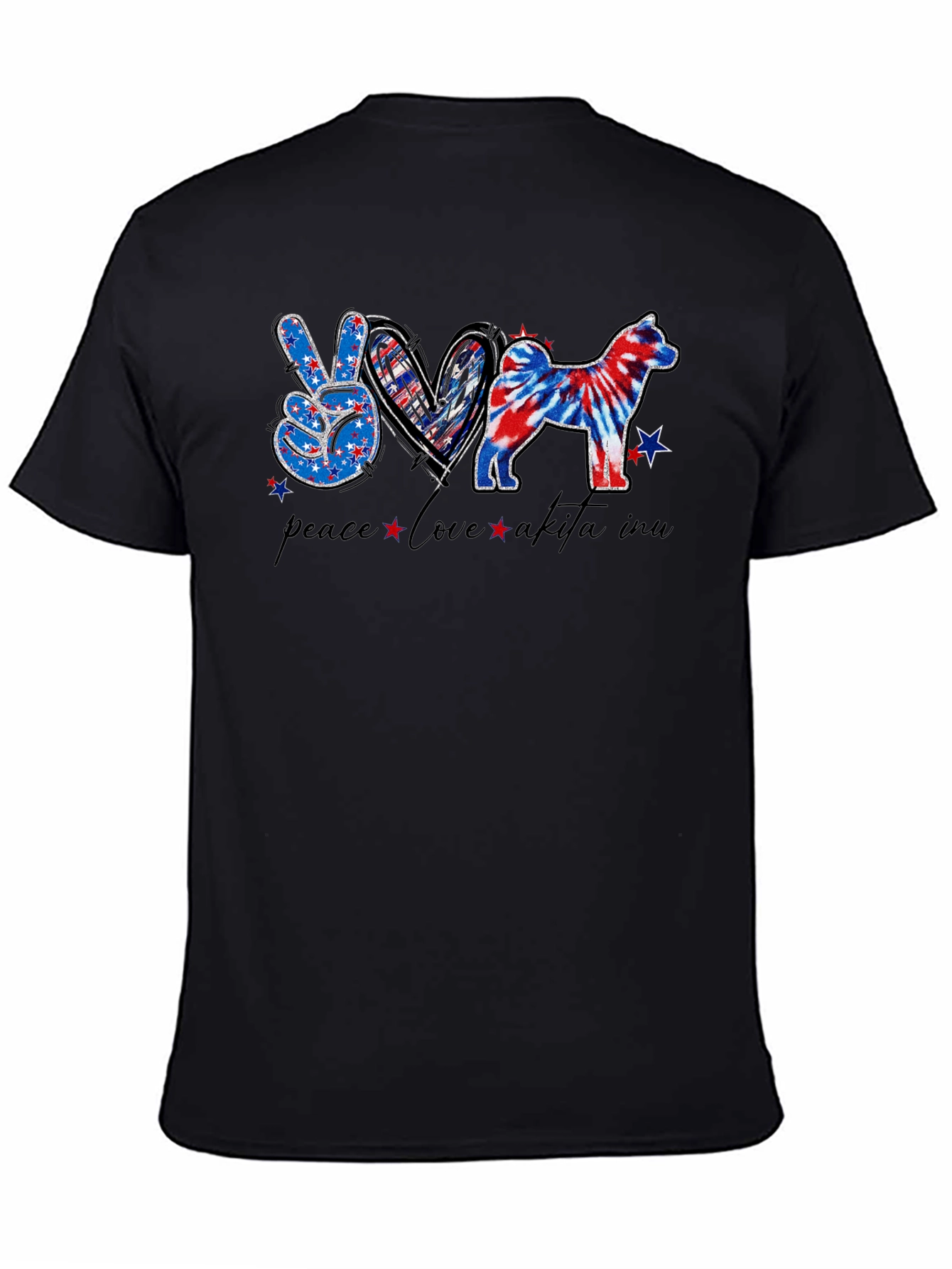 Peace Love Akita Inu Patriotic T-Shirt