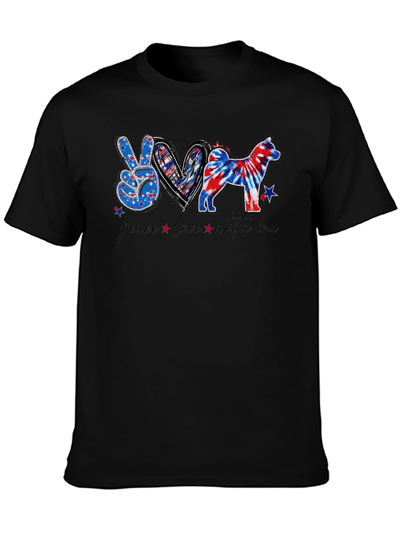 Peace Love Akita Inu Patriotic T-Shirt