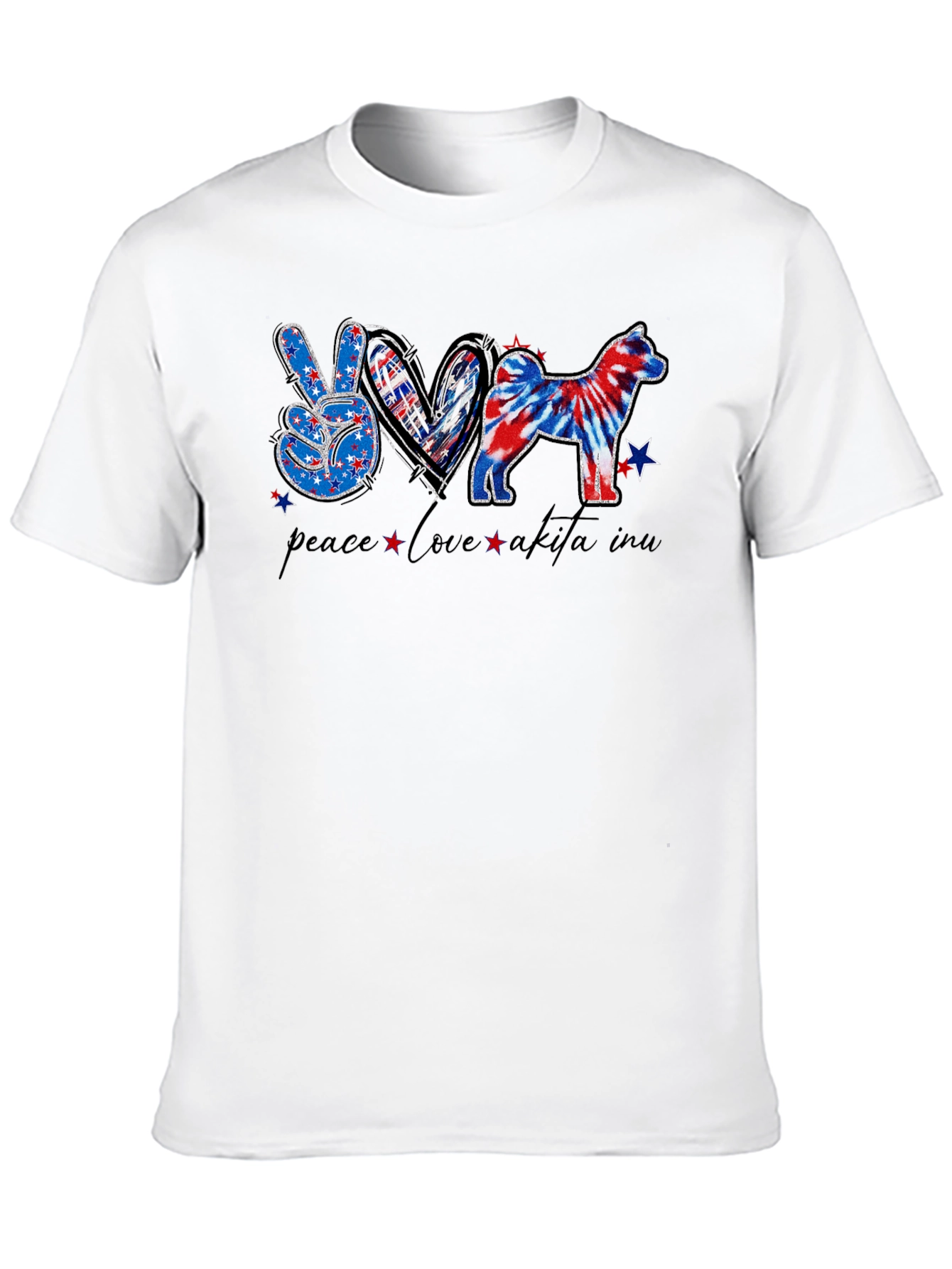 Peace Love Akita Inu Patriotic T-Shirt