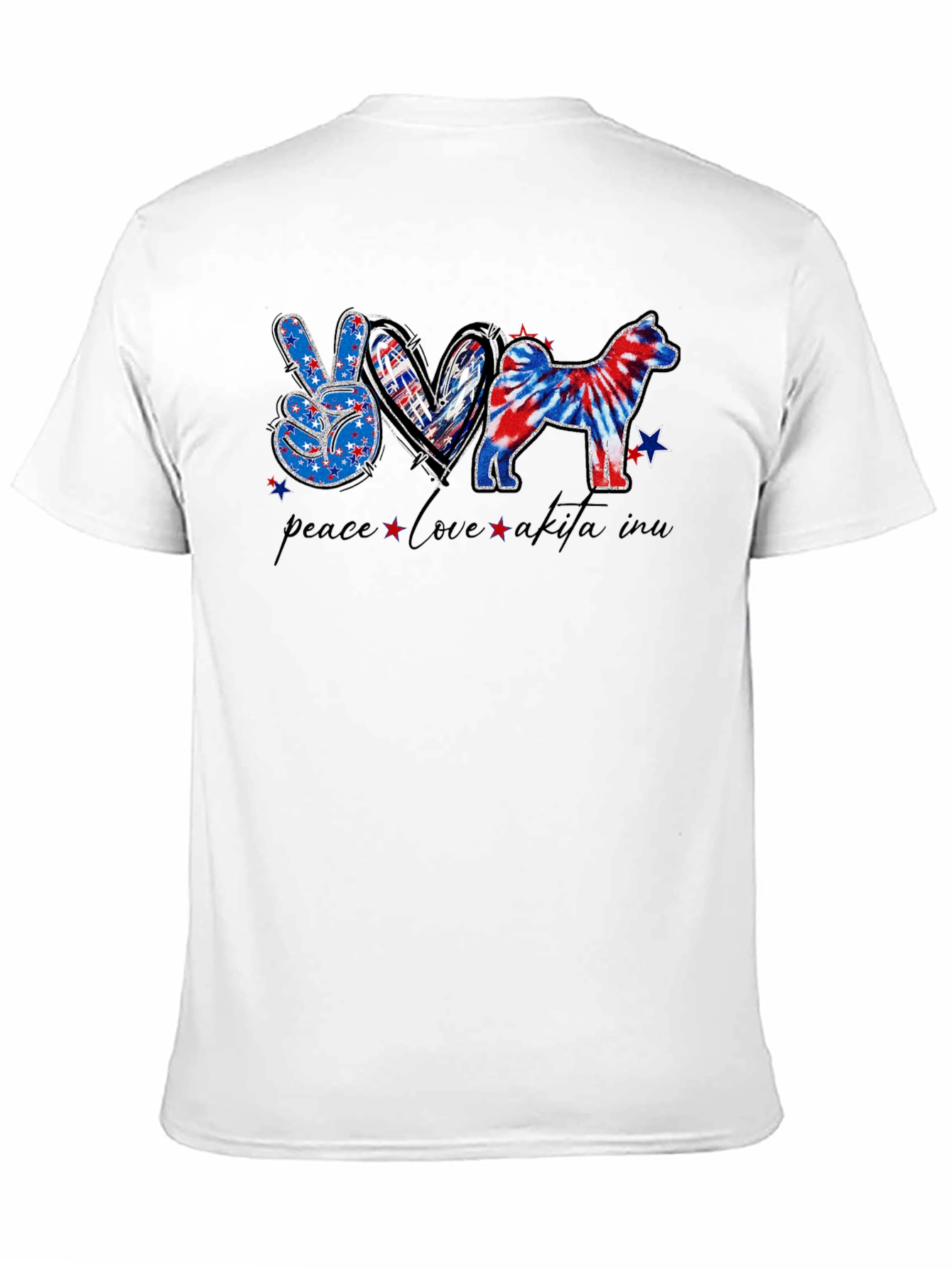 Peace Love Akita Inu Patriotic T-Shirt