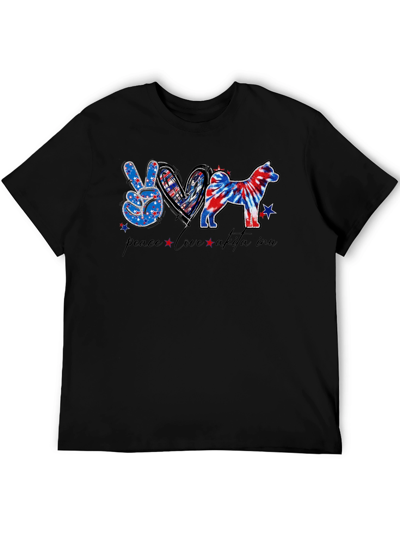 Peace Love Akita Inu Patriotic T-Shirt