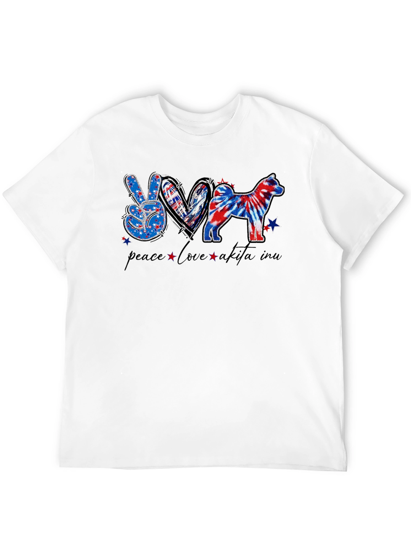 Peace Love Akita Inu Patriotic T-Shirt