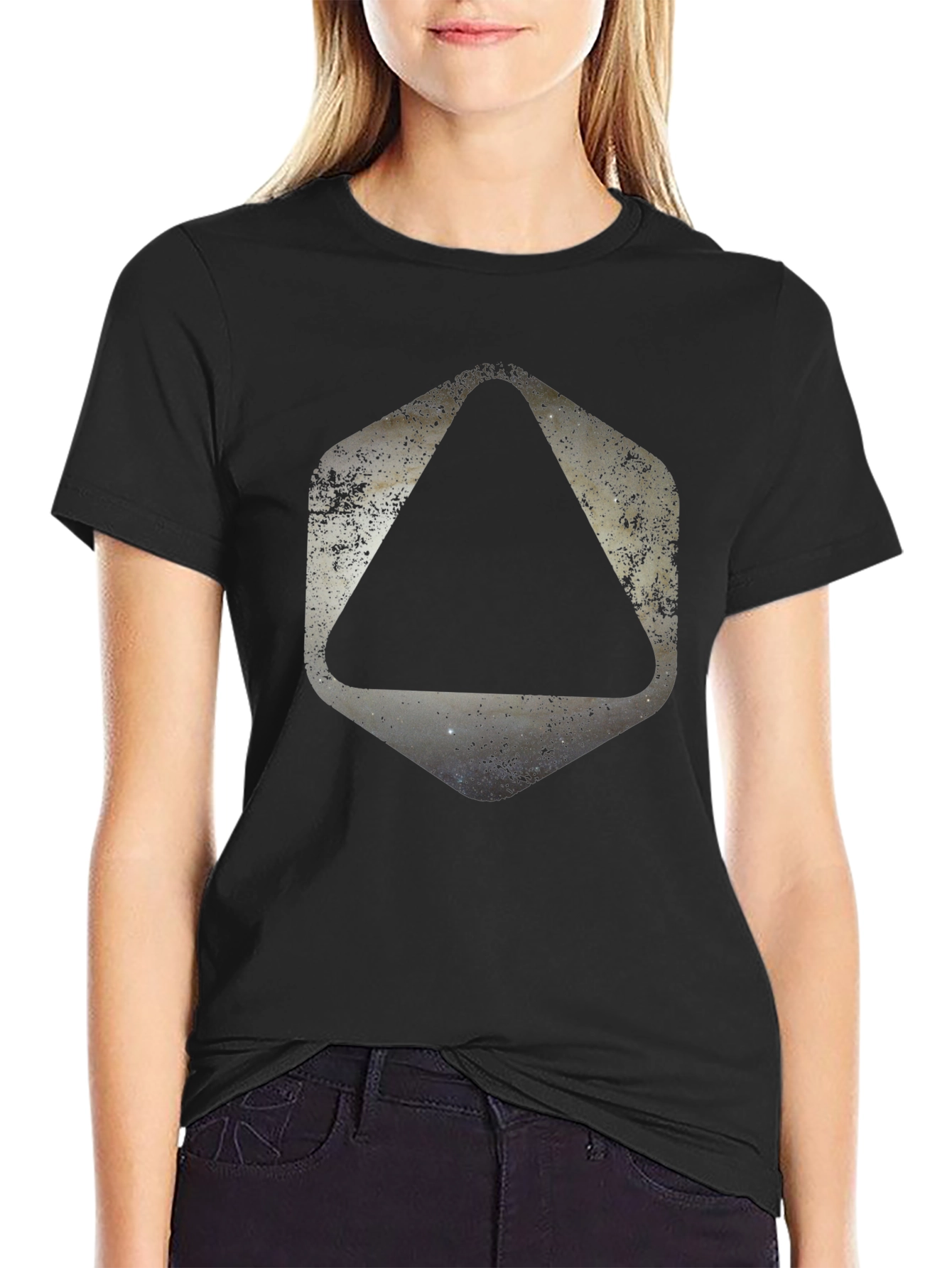 Geometric Graphic Print Black T-Shirt