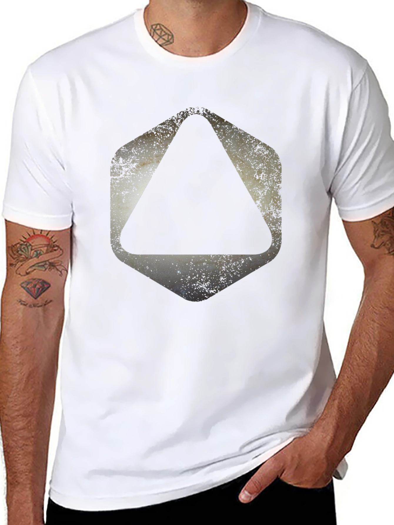 Geometric Graphic Print Black T-Shirt