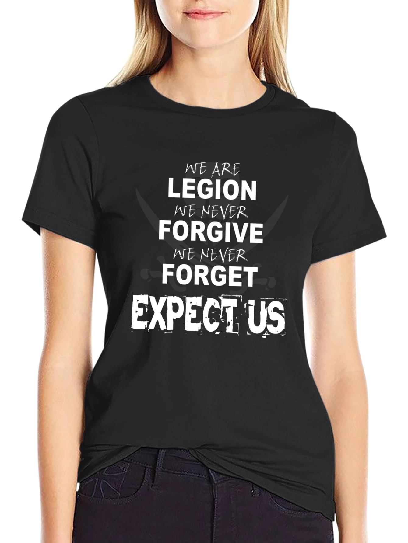We Are Legion Slogan Graphic Tee - Black