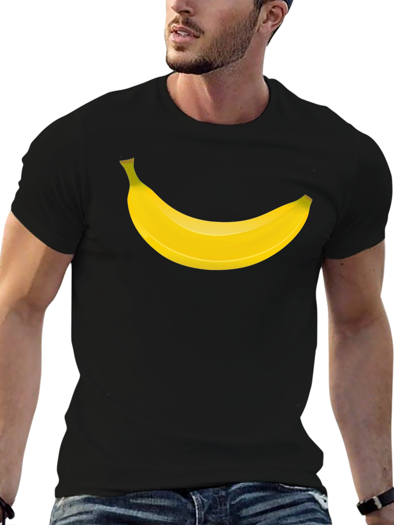 Banana Graphic Tee - Black Cotton Blend Casual Shirt