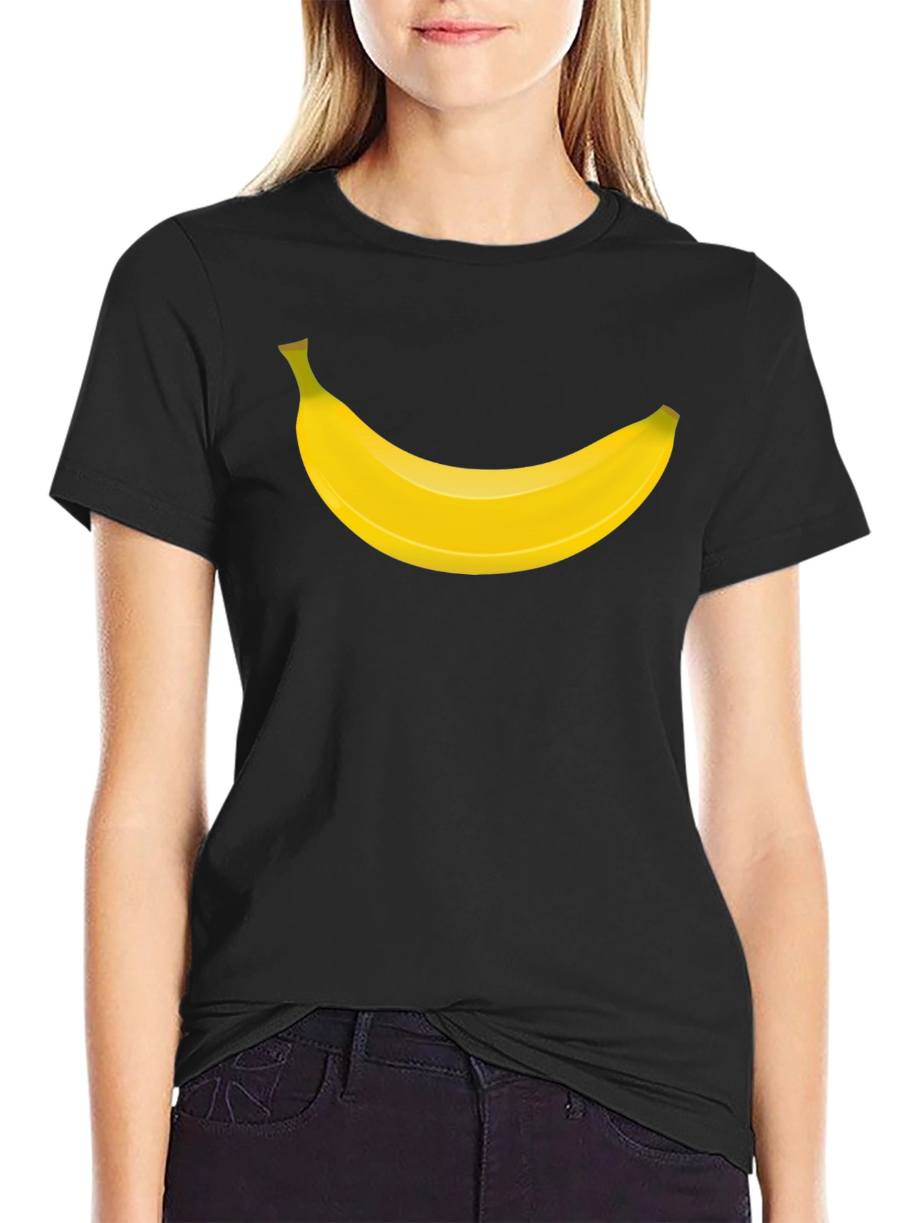Banana Graphic Tee - Black Cotton Blend Casual Shirt