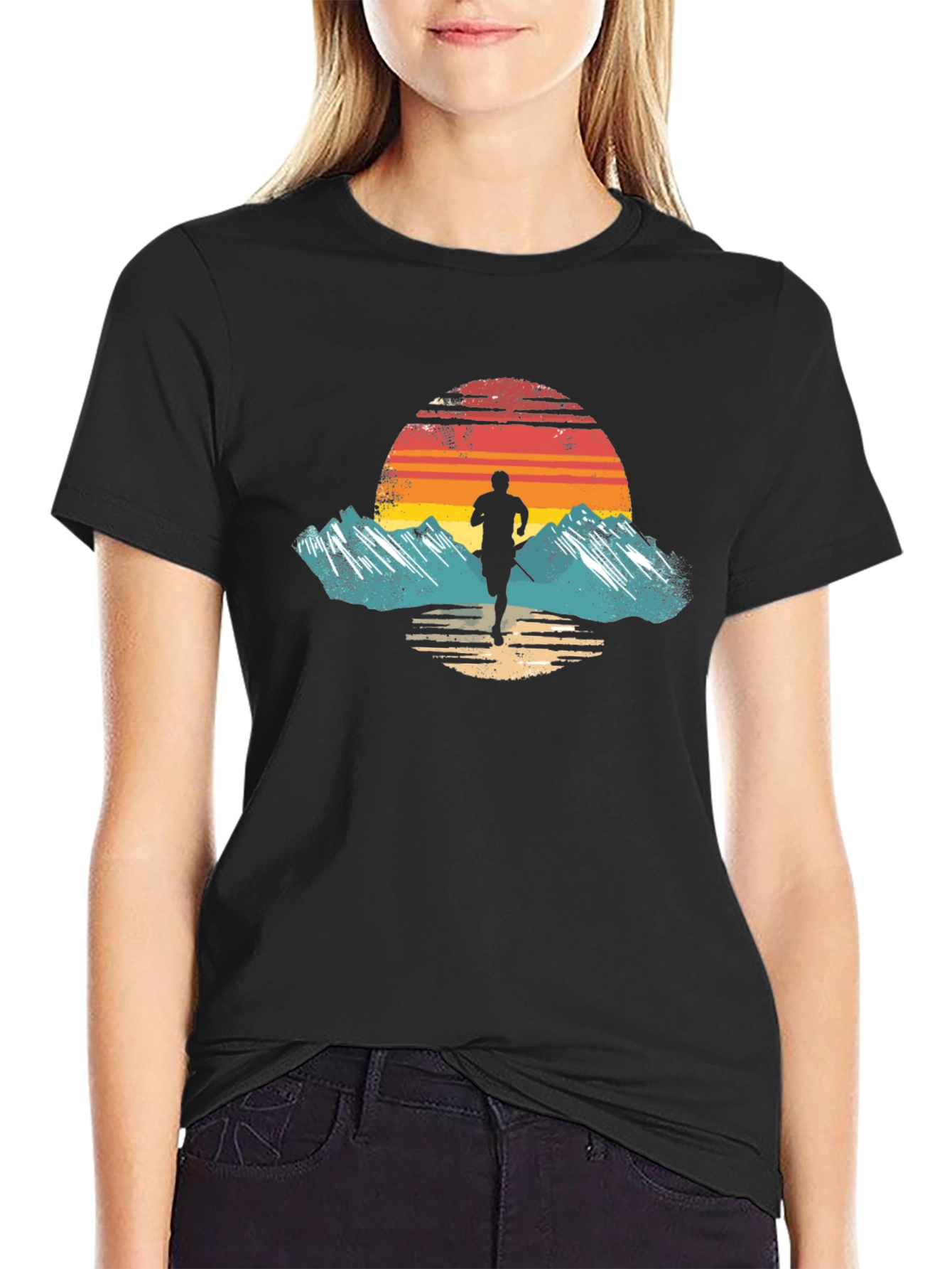 Trail Runner Sunset Graphic Tee - Retro Style