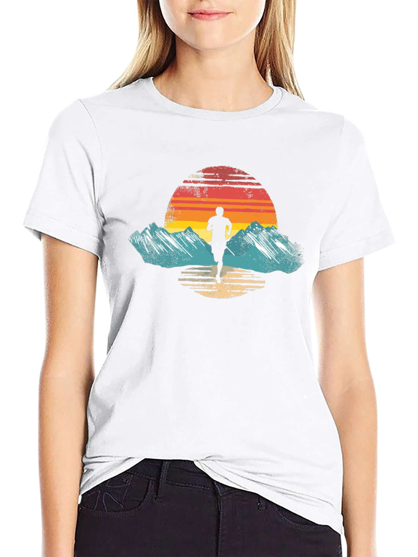 Trail Runner Sunset Graphic Tee - Retro Style