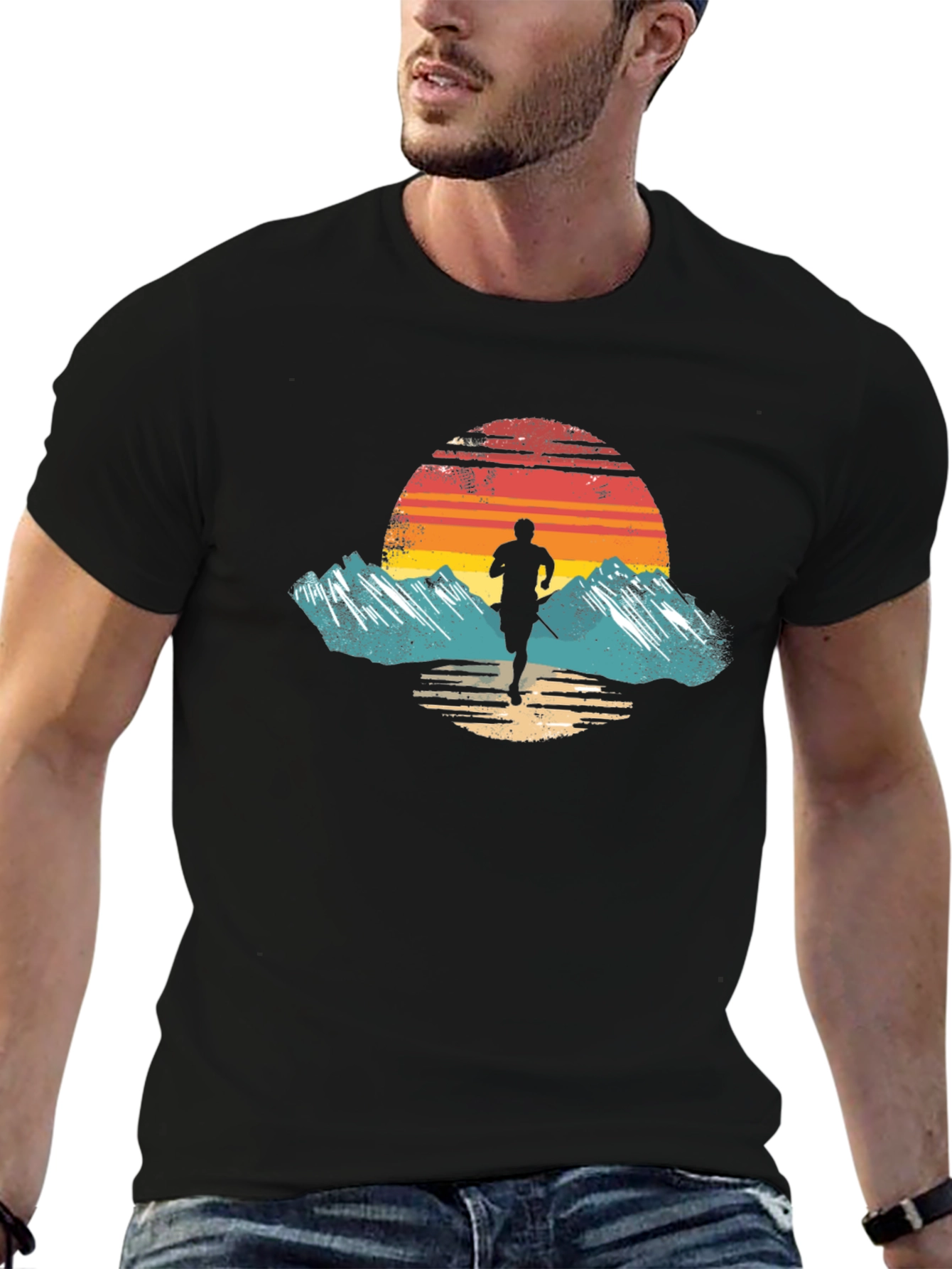 Trail Runner Sunset Graphic Tee - Retro Style