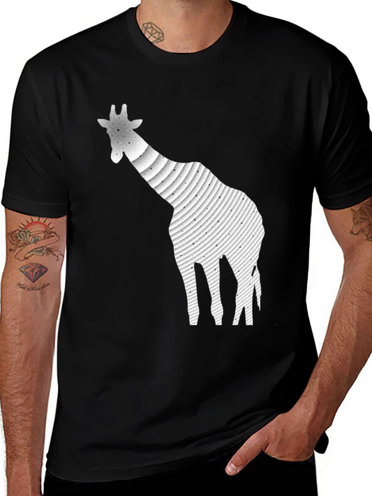 Abstract Giraffe Graphic Tee - Stylish Black T-Shirt