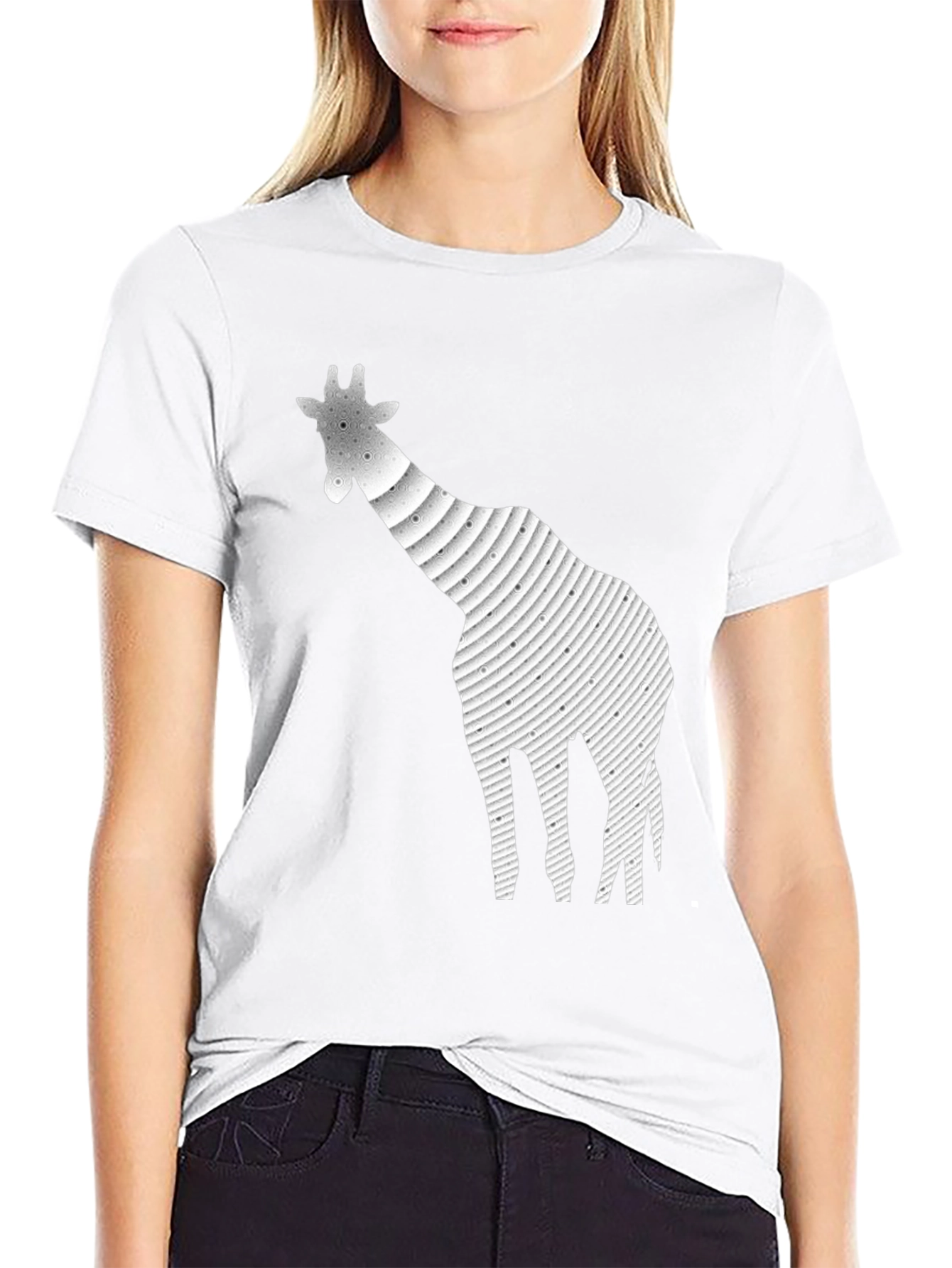 Abstract Giraffe Graphic Tee - Stylish Black T-Shirt