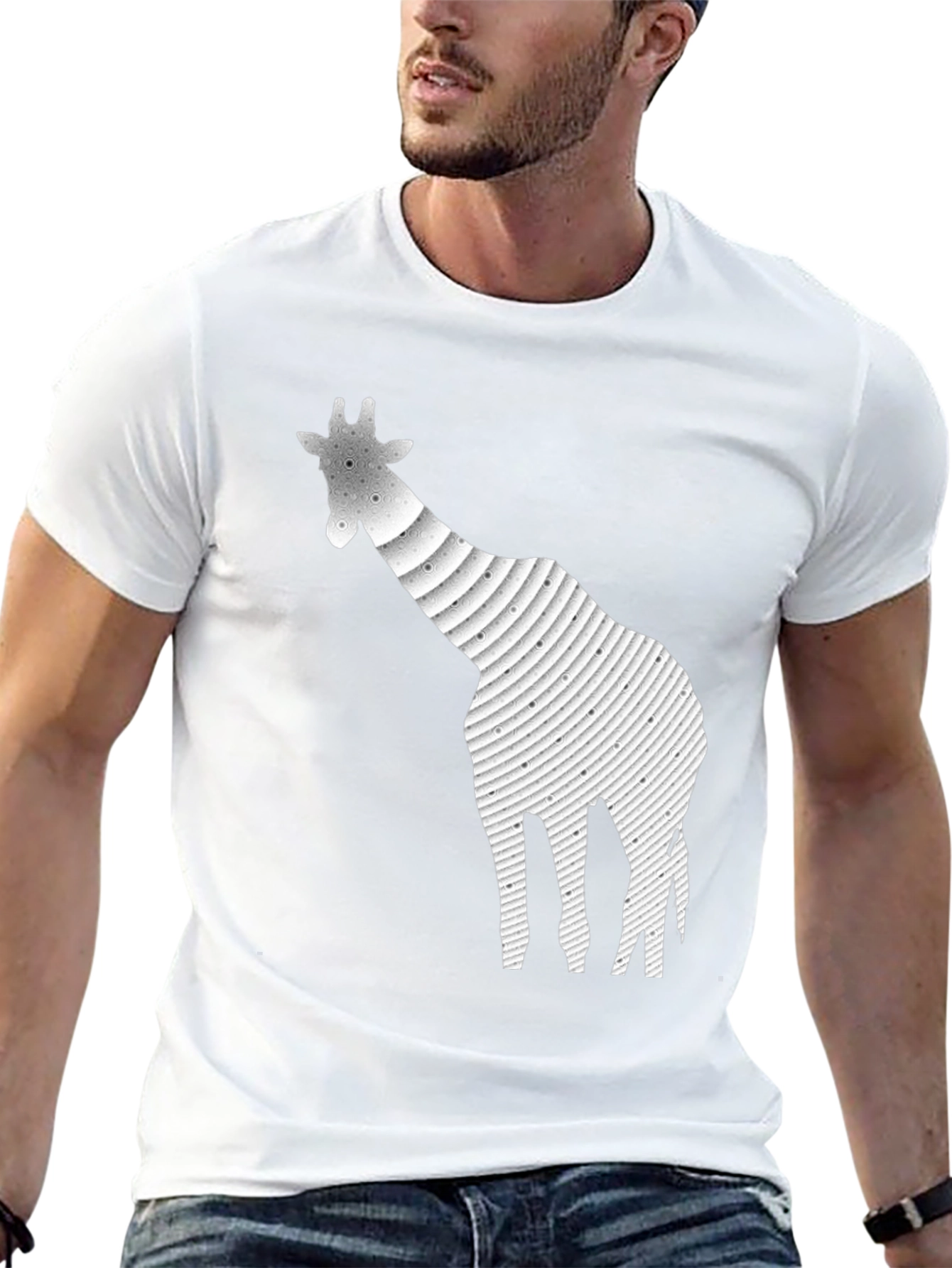 Abstract Giraffe Graphic Tee - Stylish Black T-Shirt