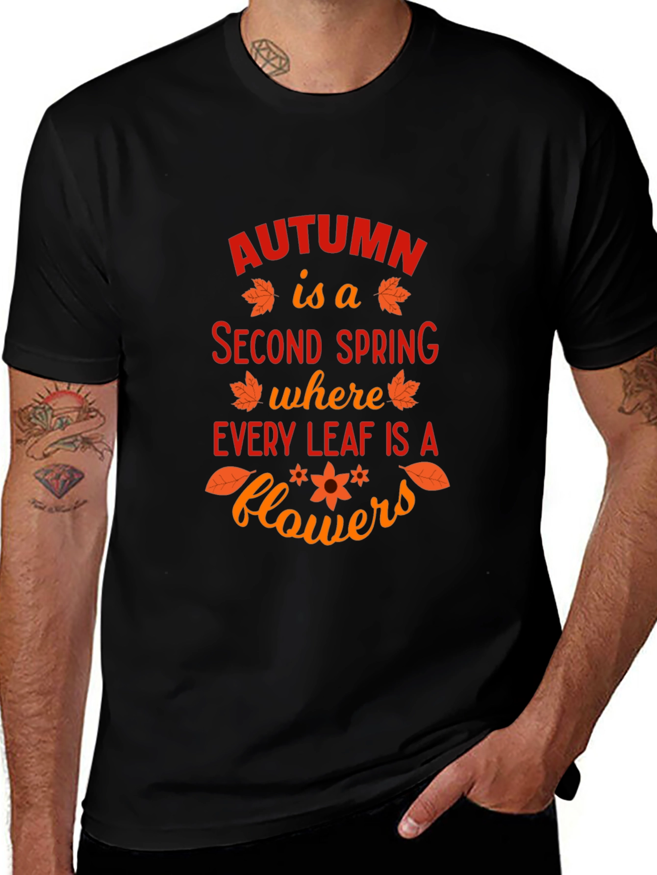 Autumn Leaves Graphic T-Shirt - Seasonal Fashion