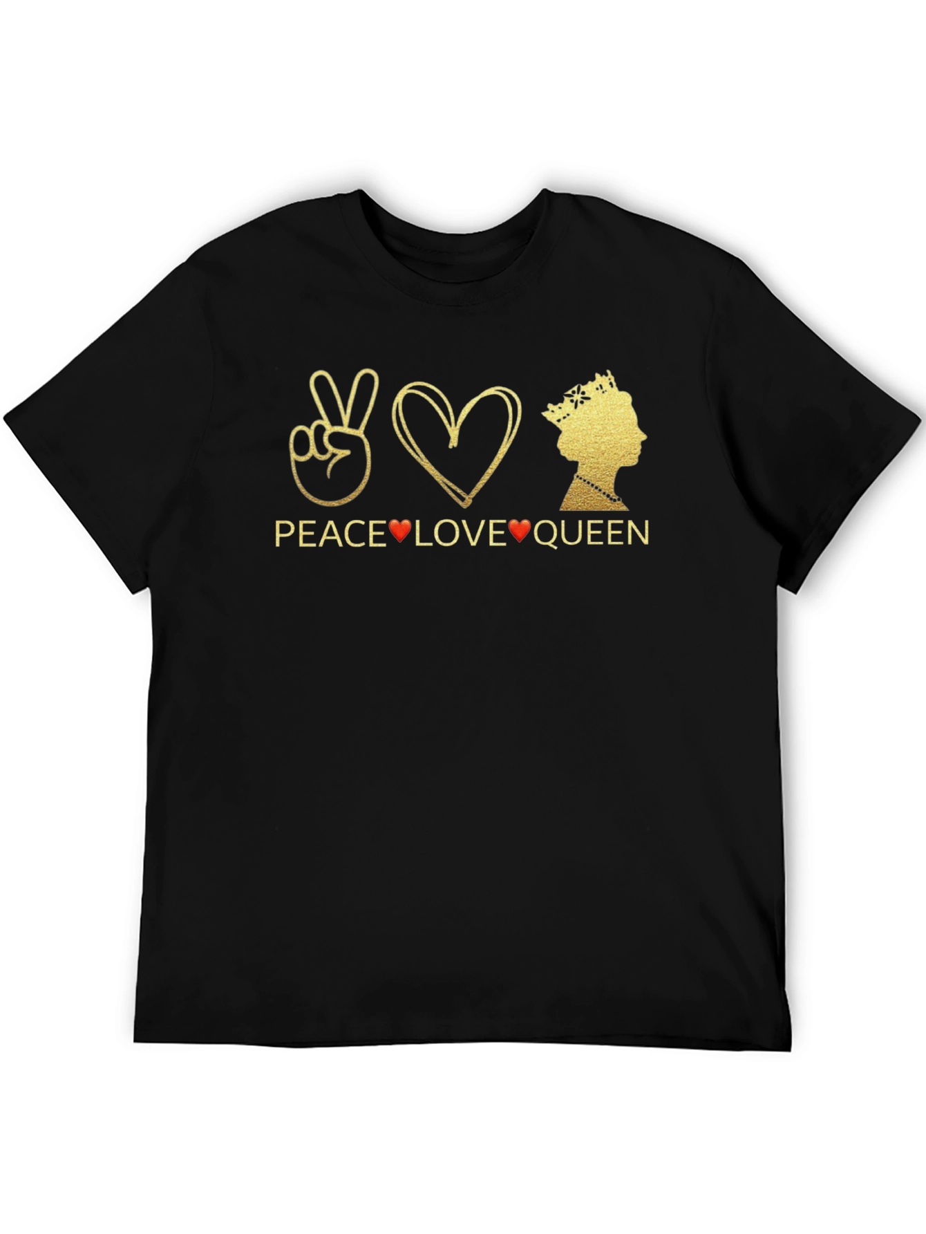 Peace Love Queen Graphic T-Shirt - Black