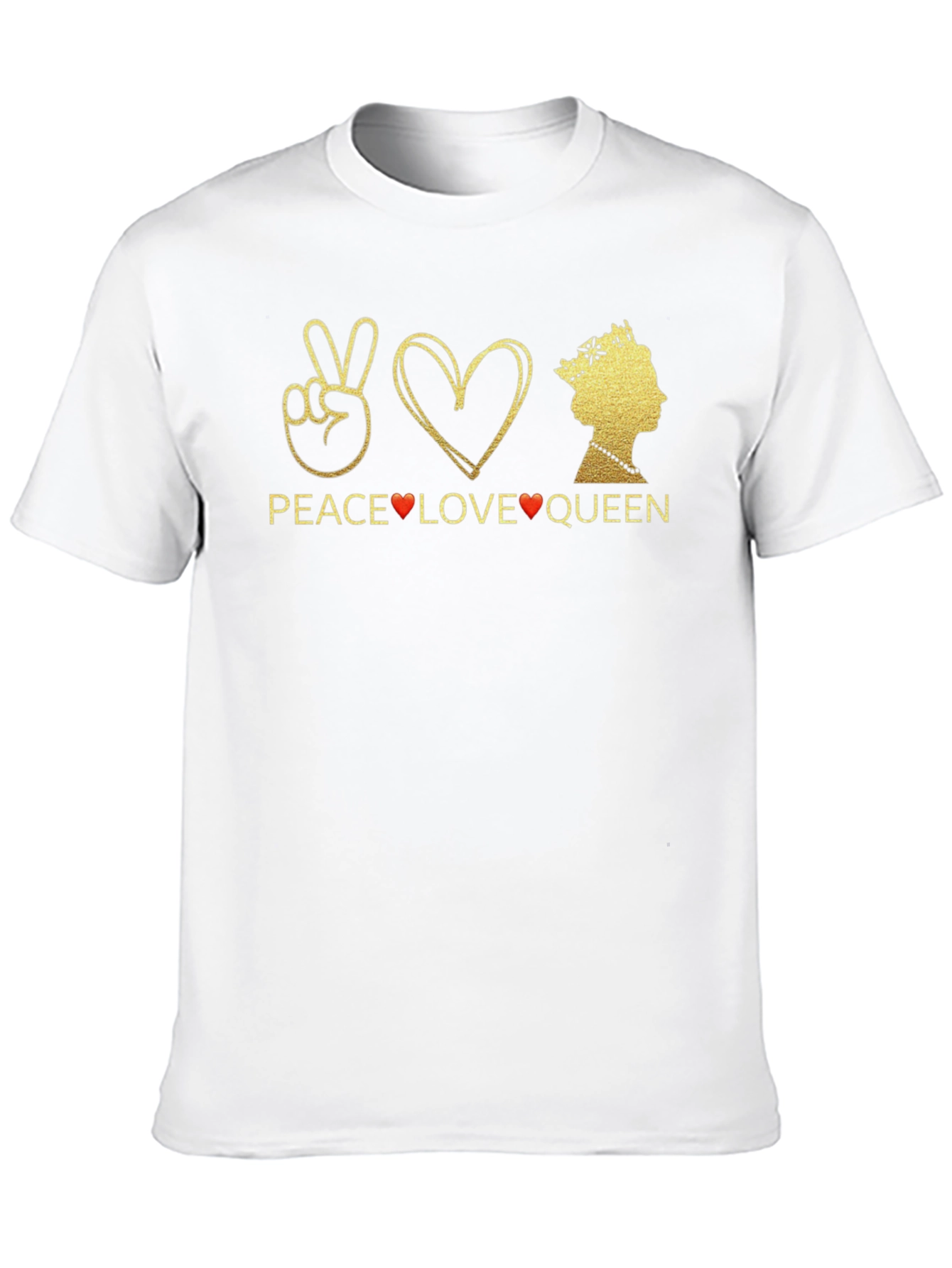 Peace Love Queen Graphic T-Shirt - Black