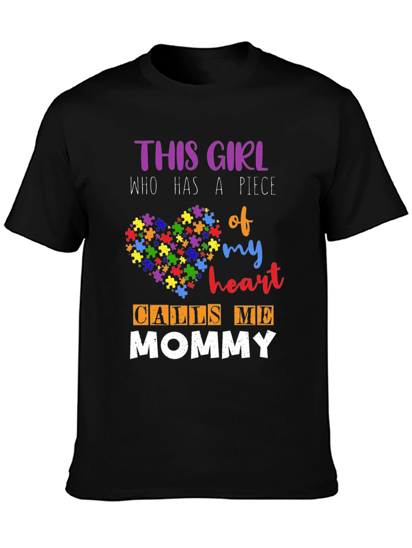 Autism Awareness Heart Puzzle Mommy T-Shirt