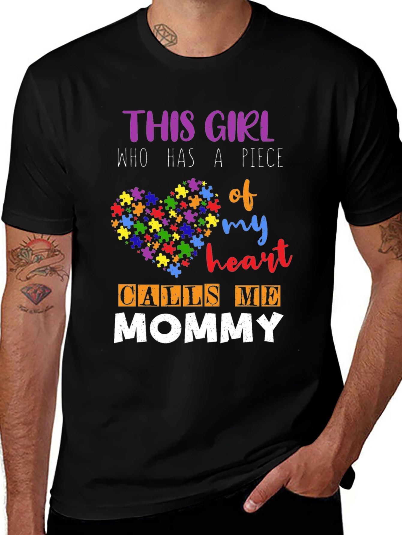 Autism Awareness Heart Puzzle Mommy T-Shirt