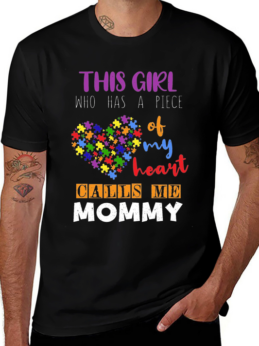 Autism Awareness Heart Puzzle Mommy T-Shirt