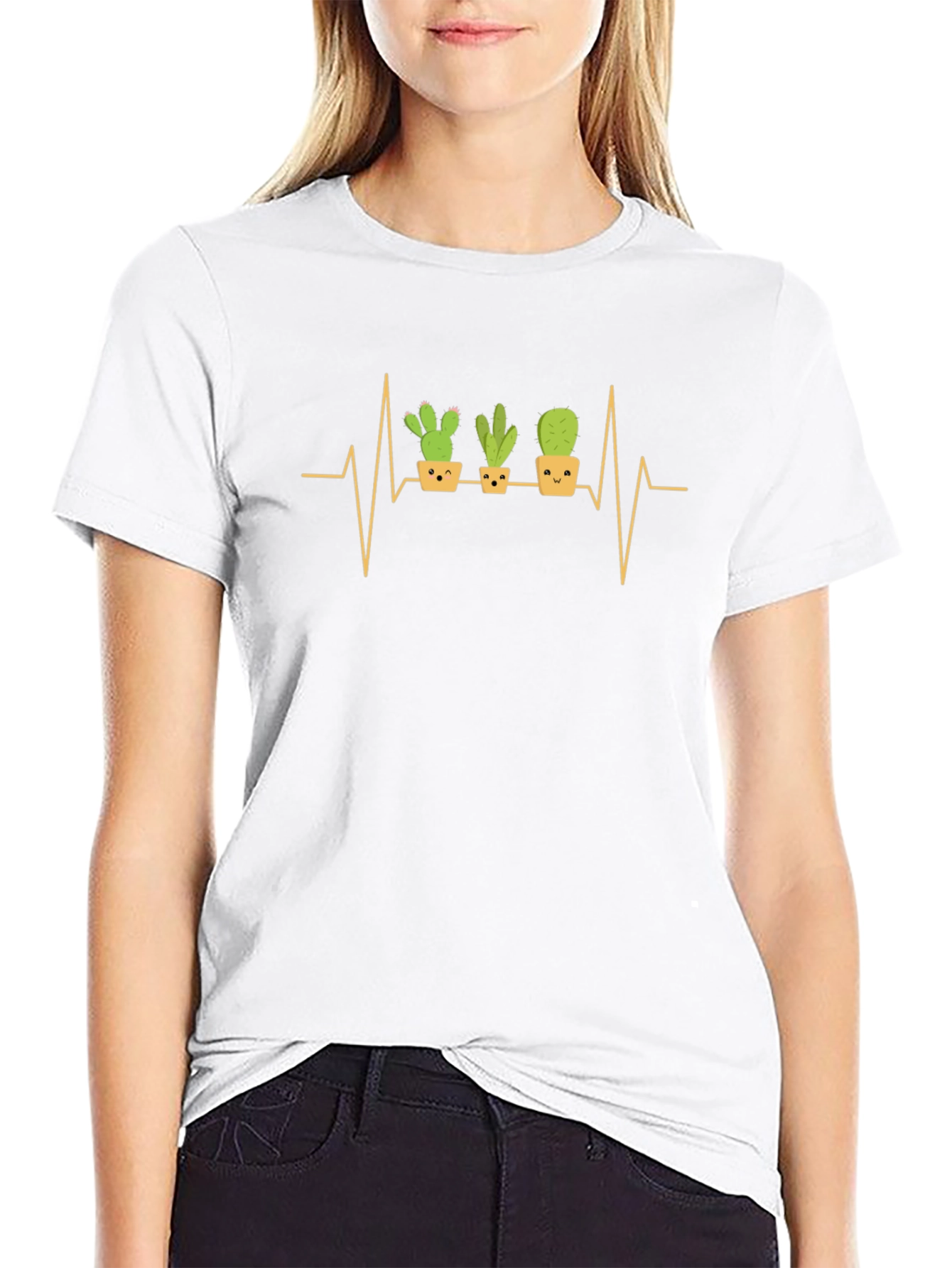Cactus Heartbeat T-Shirt - Quirky Graphic Tee