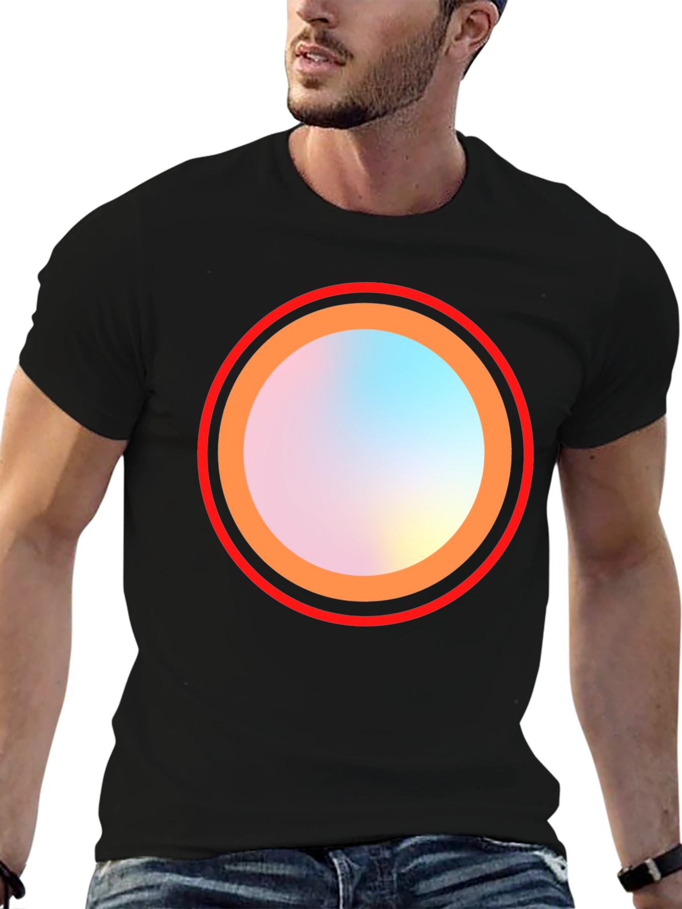 Abstract Circle Graphic Black Tee