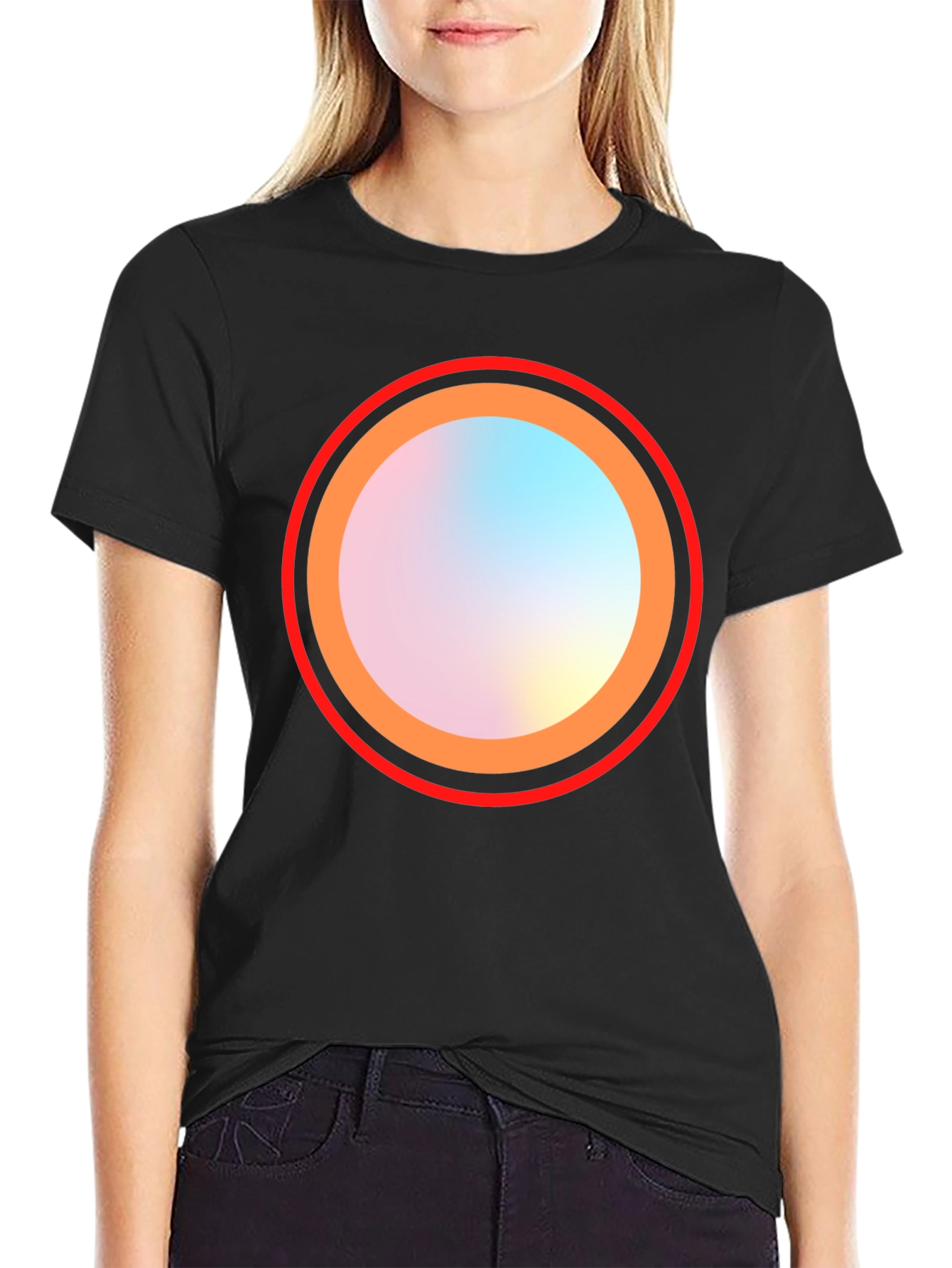 Abstract Circle Graphic Black Tee
