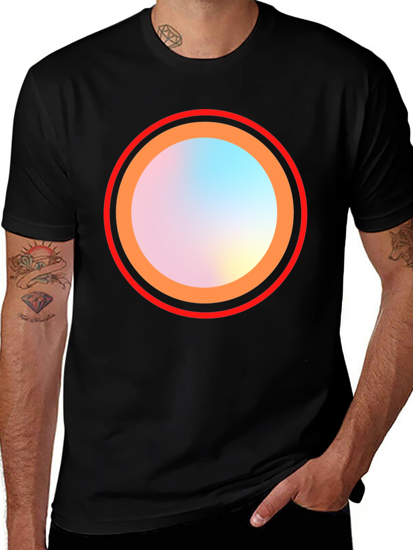 Abstract Circle Graphic Black Tee