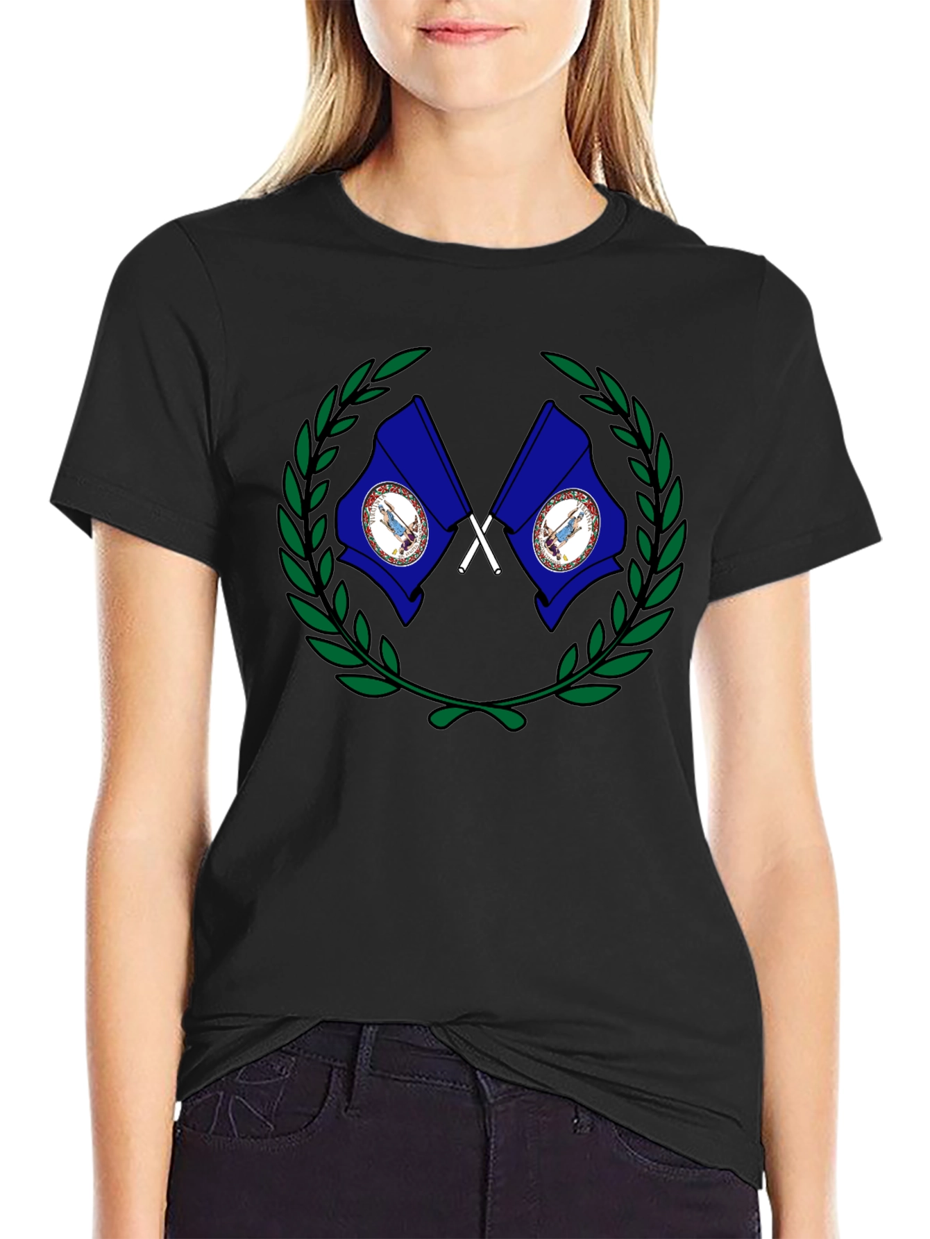 Virginia State Flag Emblem Black T-Shirt