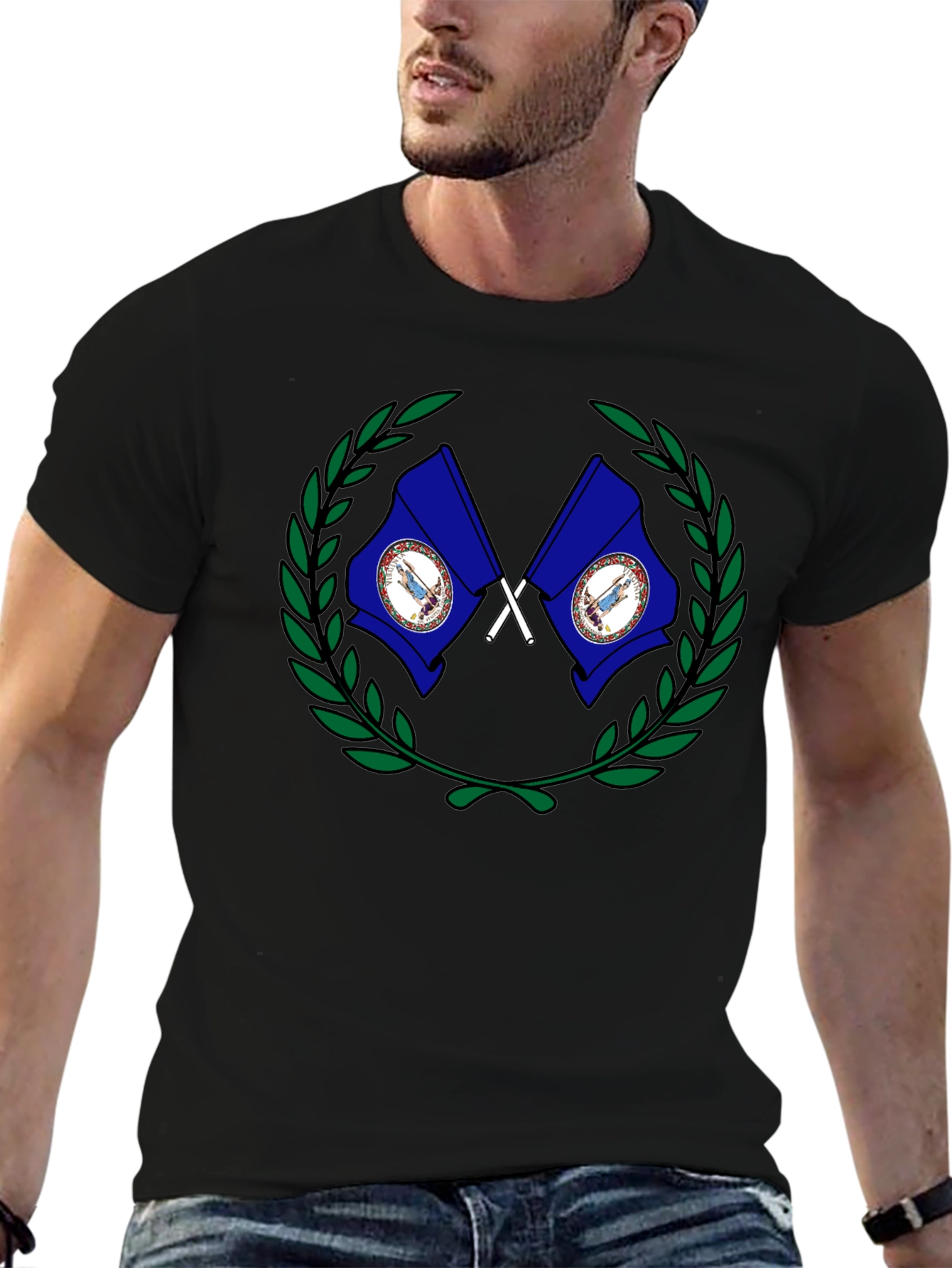 Virginia State Flag Emblem Black T-Shirt