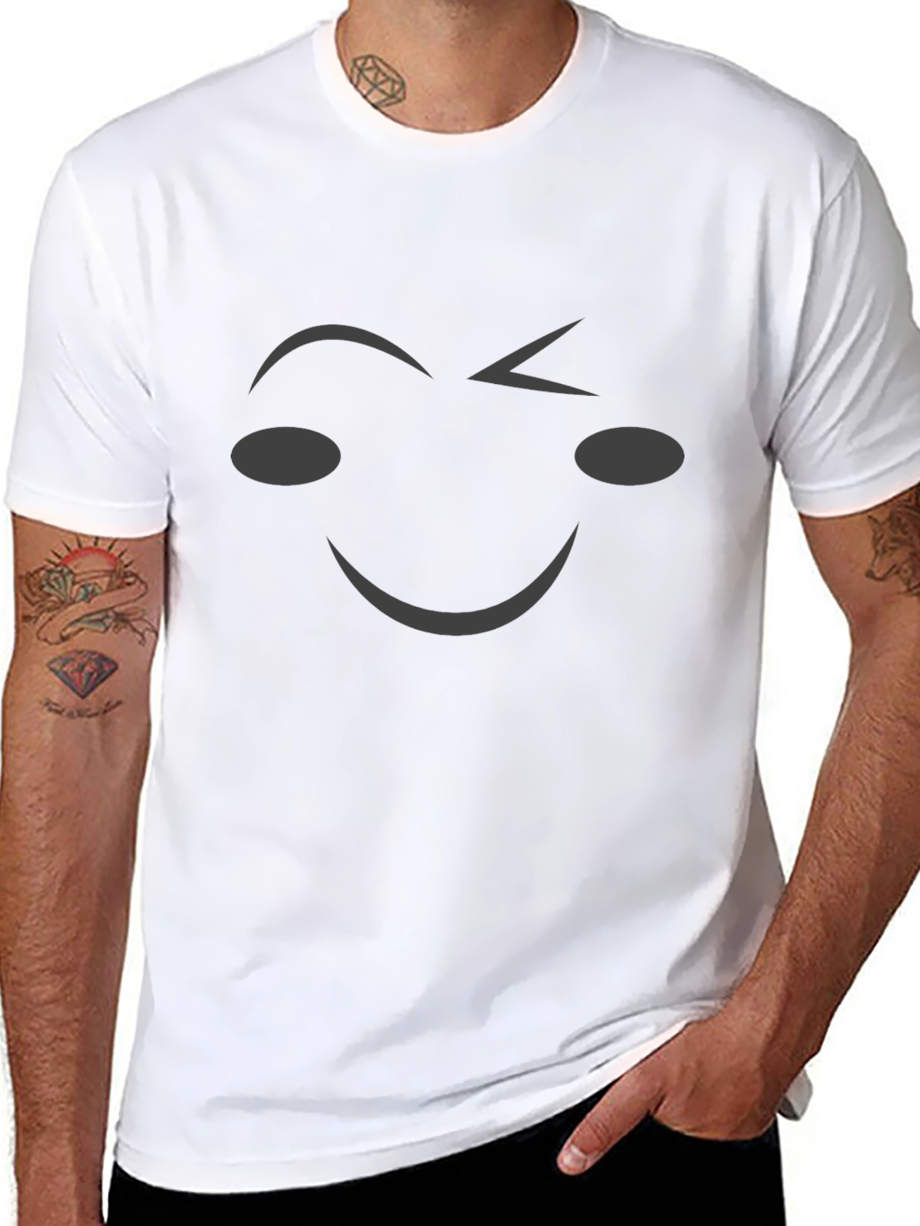 Winking Smiley Face Black T-Shirt